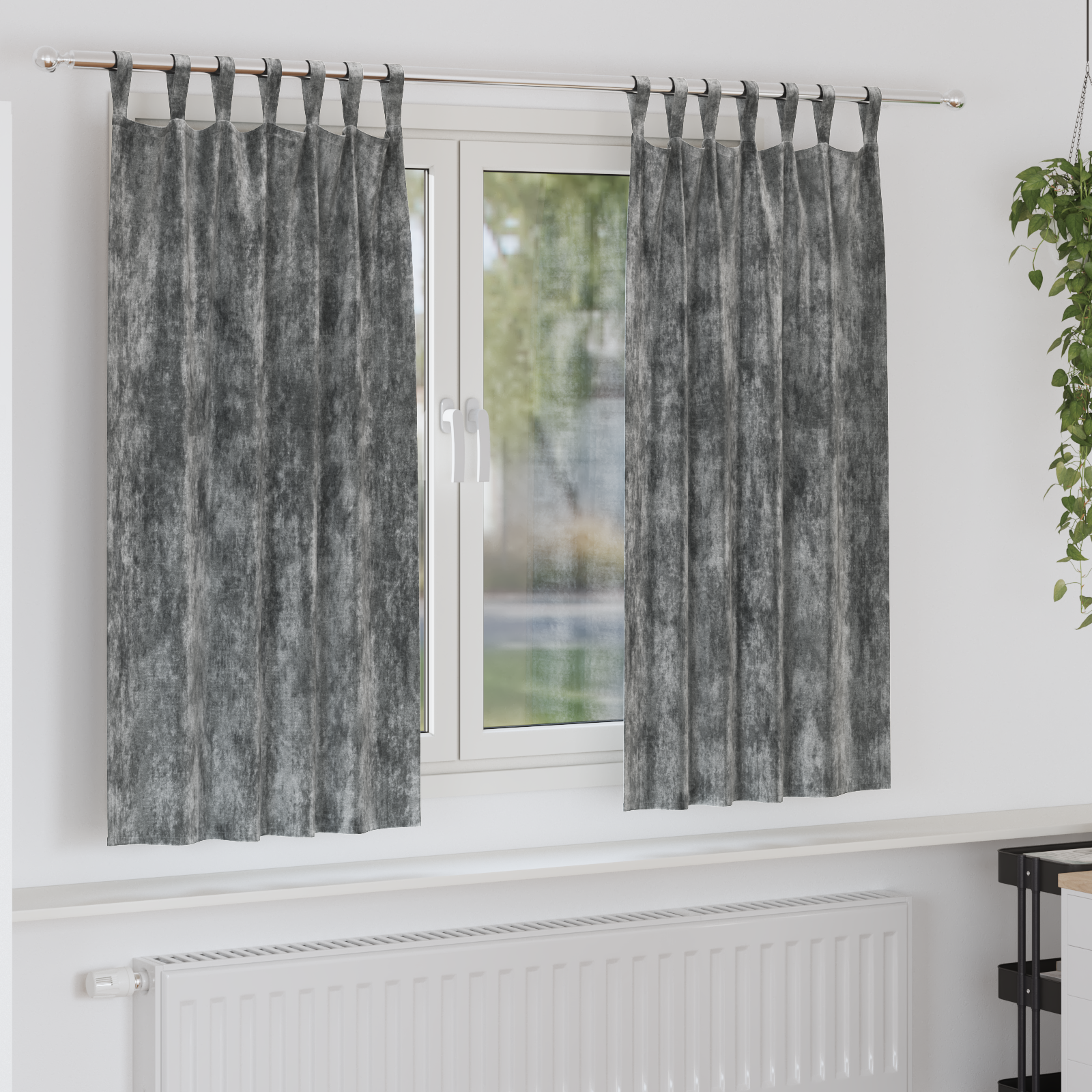 Velours Gordijnen 2 Stuks met Oogjes Grijs 175×140 cm