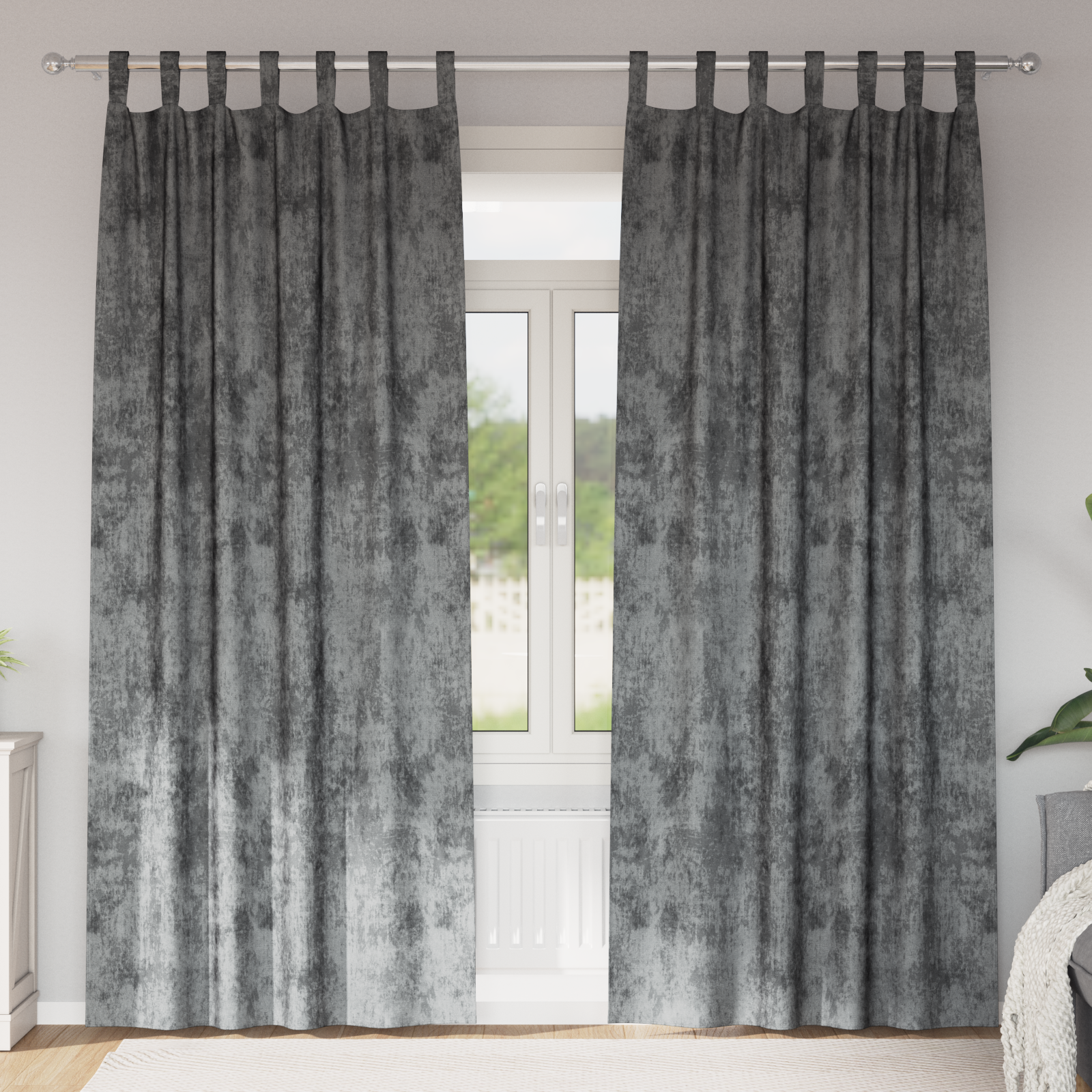 Velours Gordijnen 2 stuks met Oogjes Grijs 225×140 cm