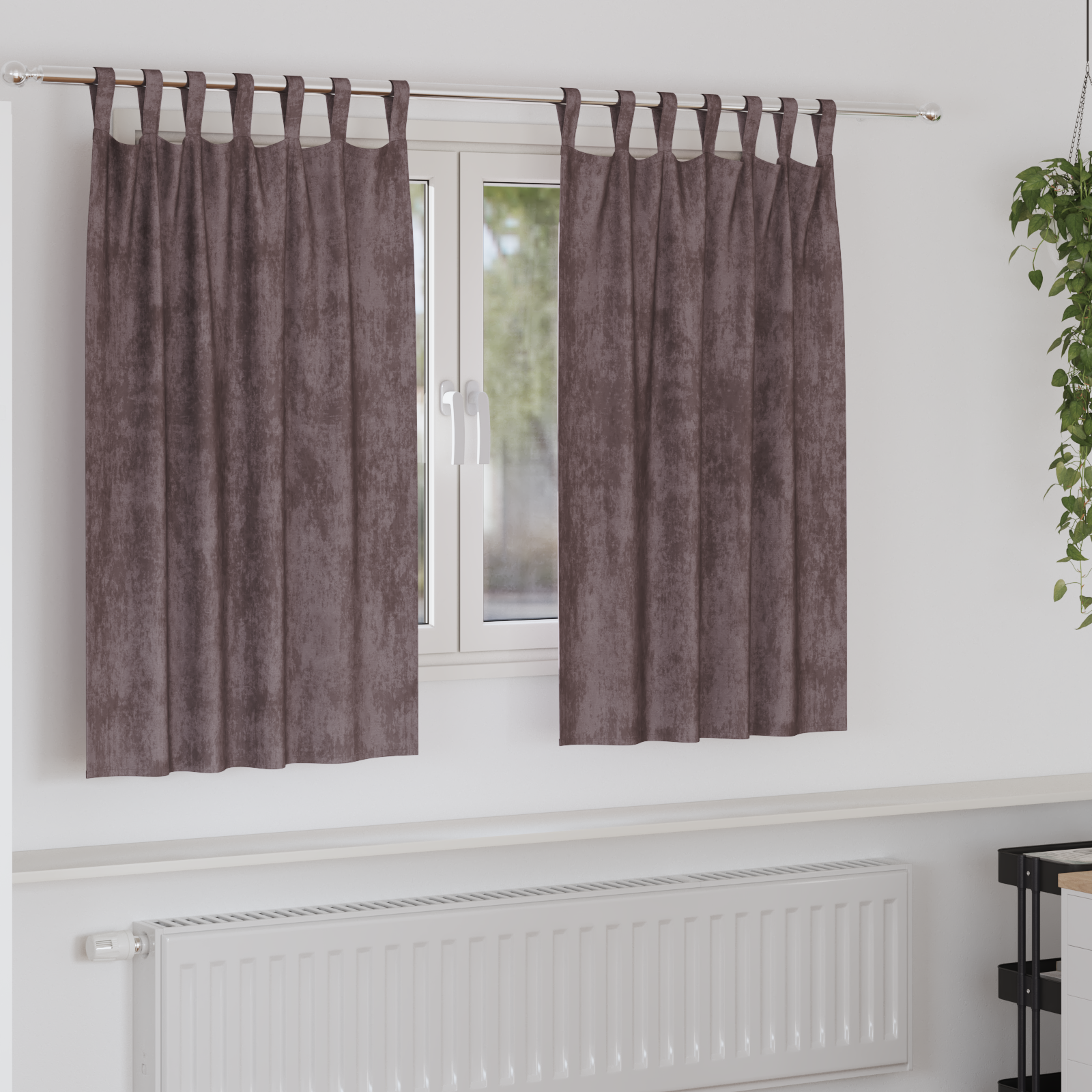 Velvet Curtains 2 pcs with Eyelets Brown 140x140 cm