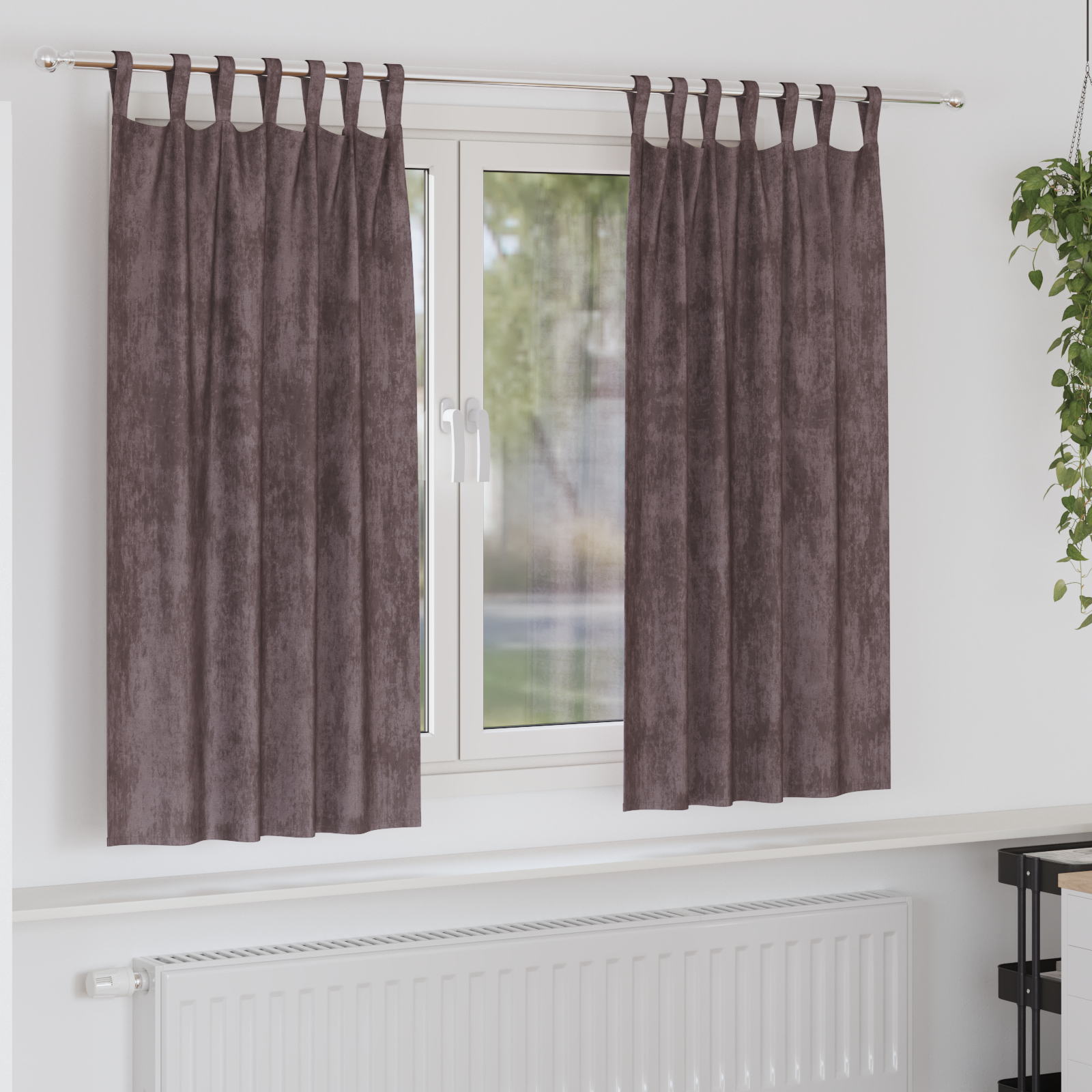 Velvet Gordijnen 2 stuks met Eyelets Bruin 175×140 cm