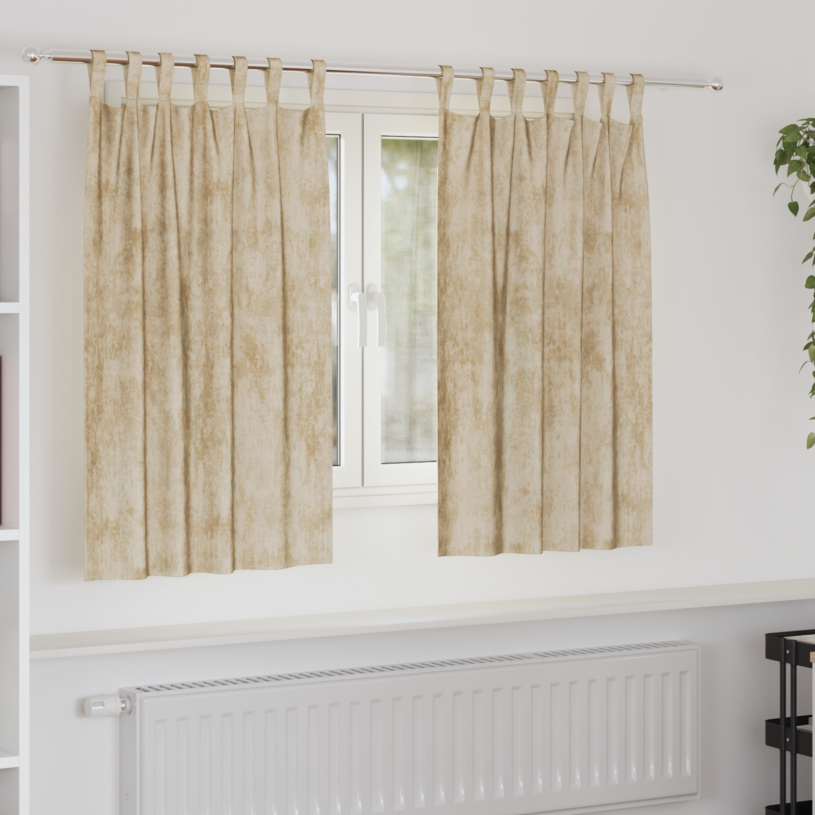 Velvet Curtains 2 pcs with Eyelets Cream 140x140 cm