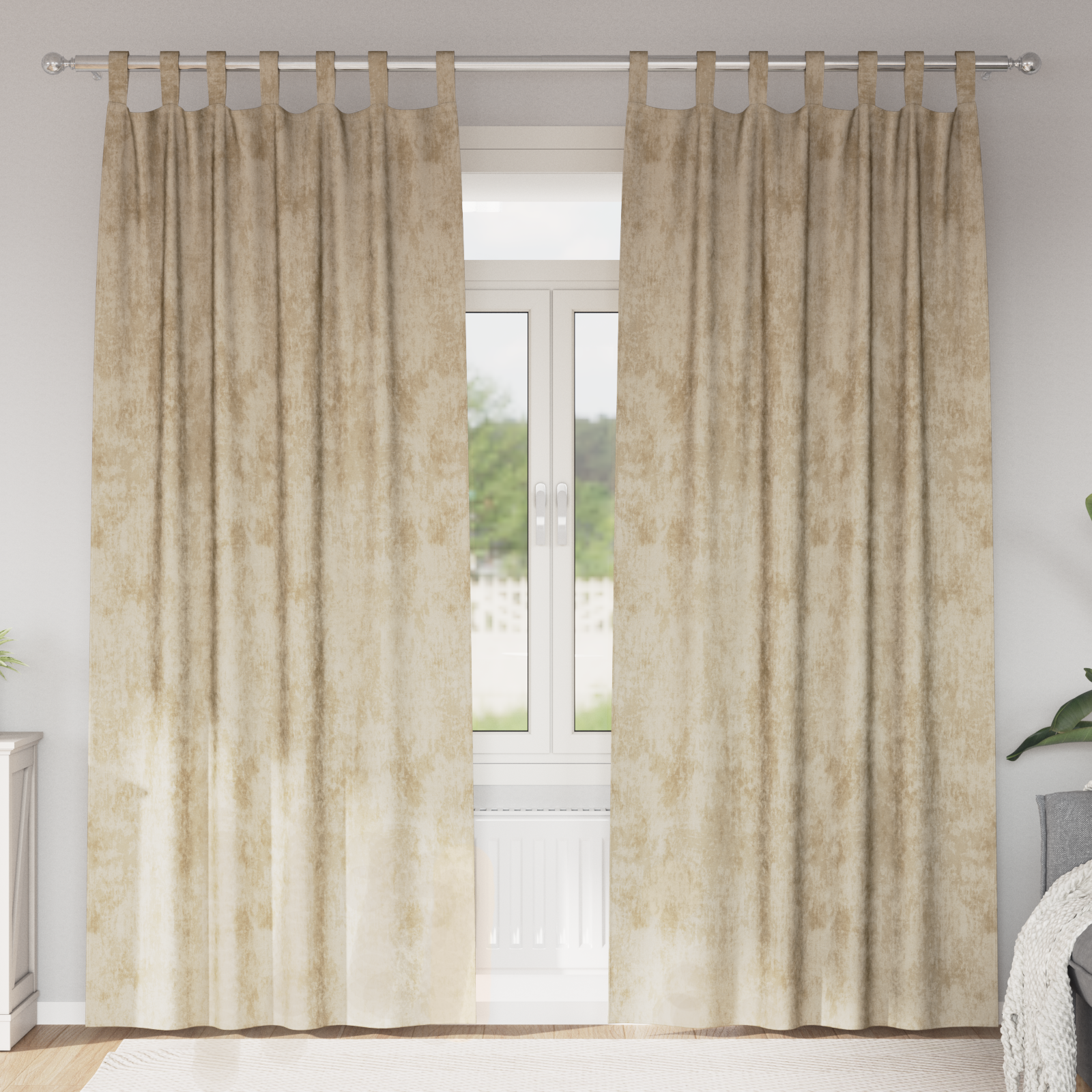 Velours Gordijnen 2 stuks met Oogjes Crème 245×140 cm