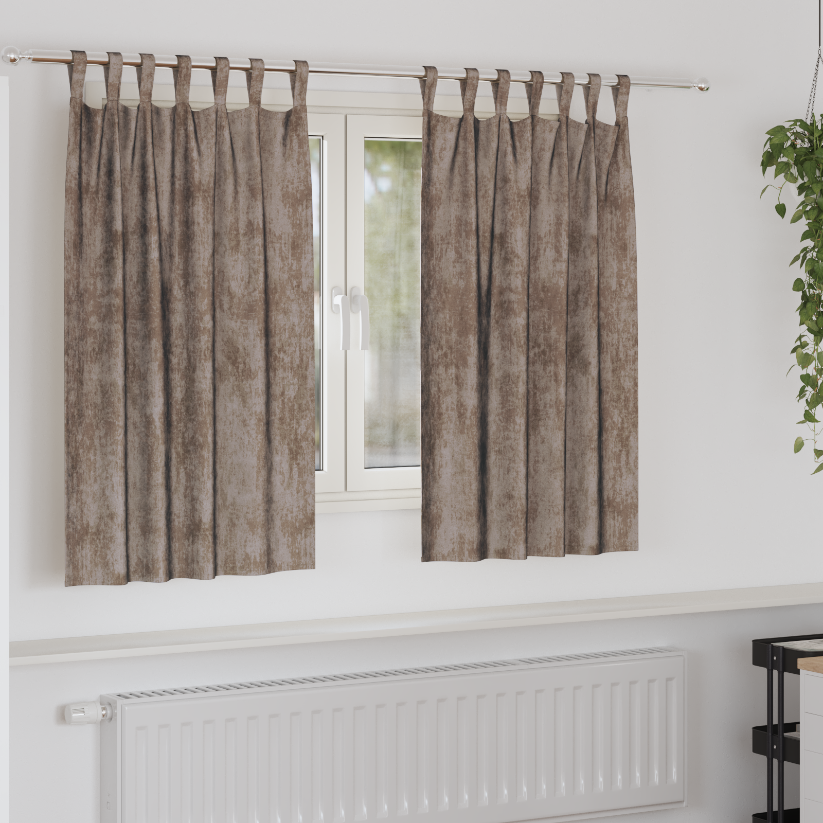 Velvet Curtains 2 pcs with Eyelets Cappuccino 140x140 cm