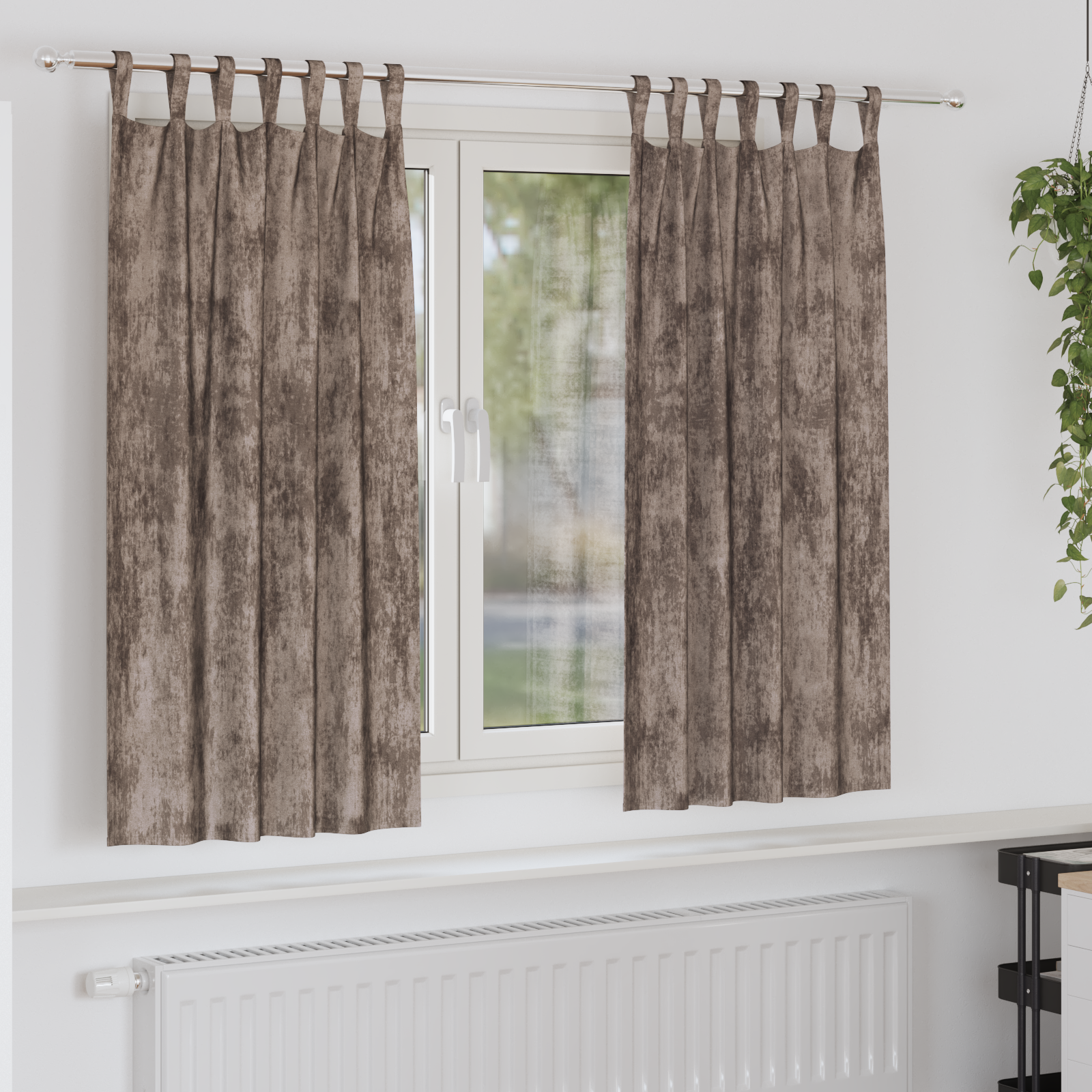 Fluwelen Gordijnen 2 stuks met Oogjes Cappuccino 175×140 cm