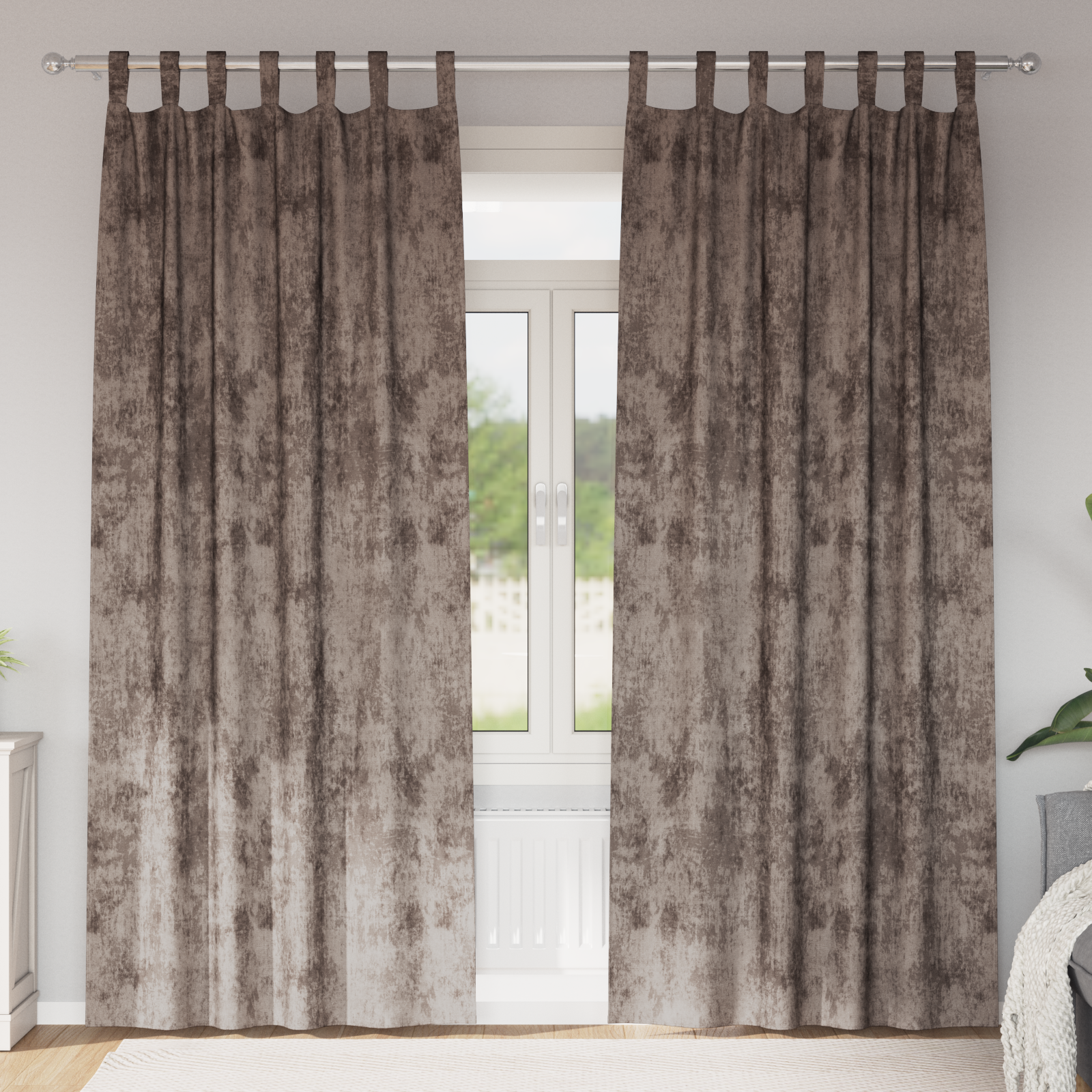 Fluwelen Gordijnen 2 stuks met Ringetjes Cappuccino 225×140 cm