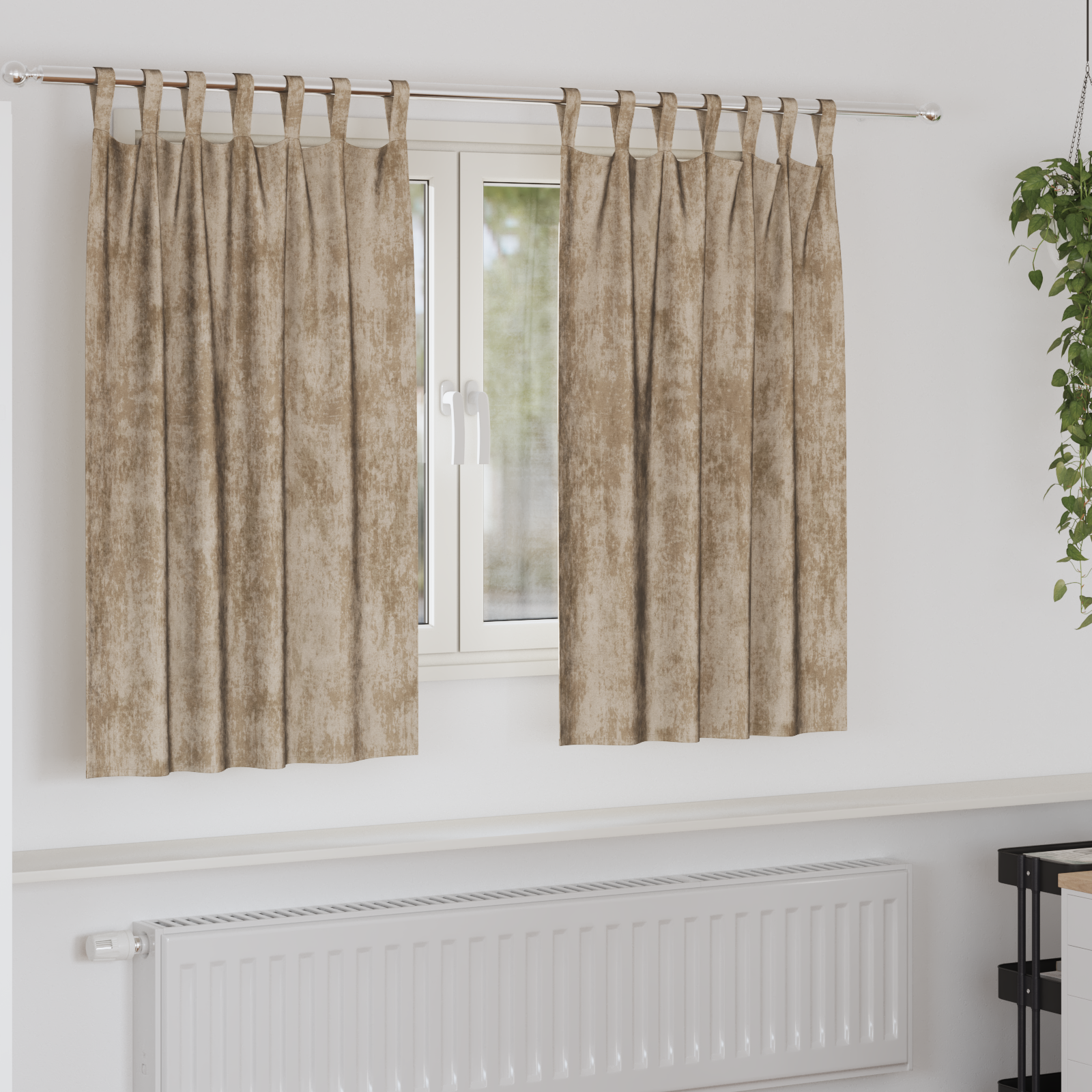 Velvet Gordijnen 2 stuks met Oogjes Champagne 140×140 cm