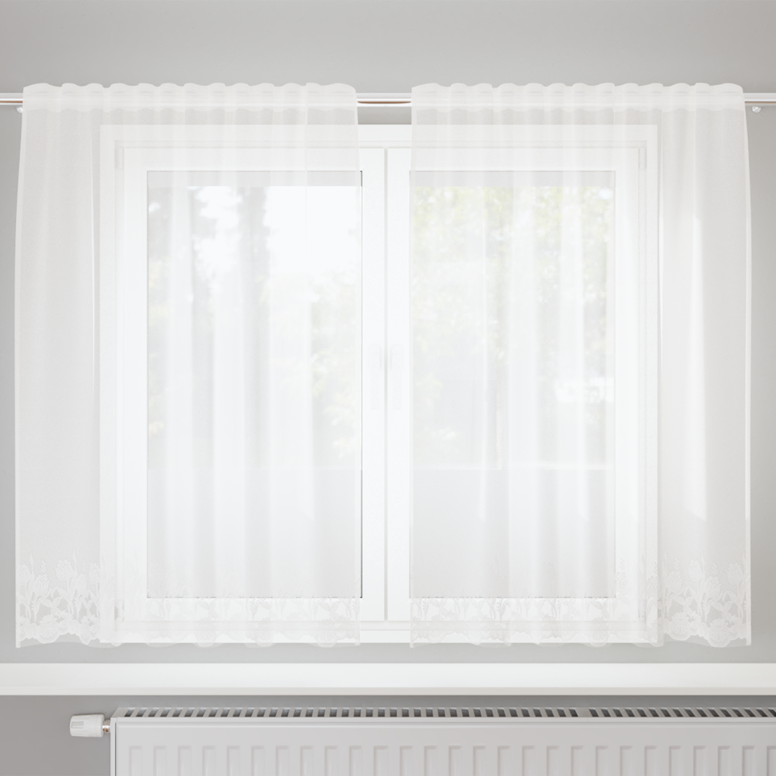  Decorațiuni casă și accesorii  - Cortină din Dantelă cu perdele Alb 150 x 180 cm Poliester