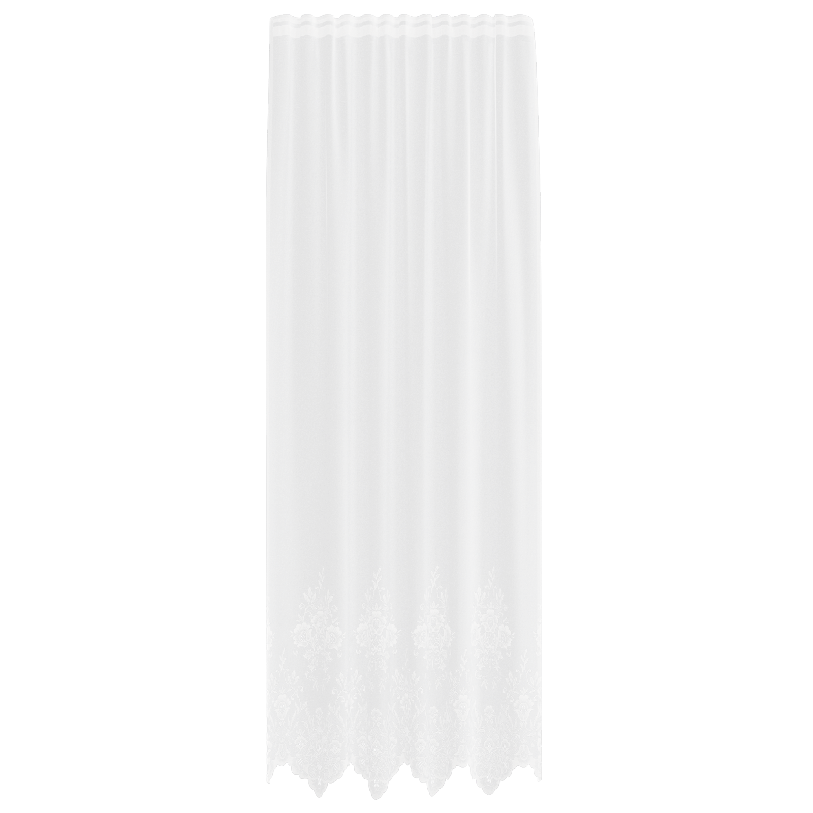 Kantgordijn met gordijnen Bloemen Wit 300 x 150 cm Polyester
