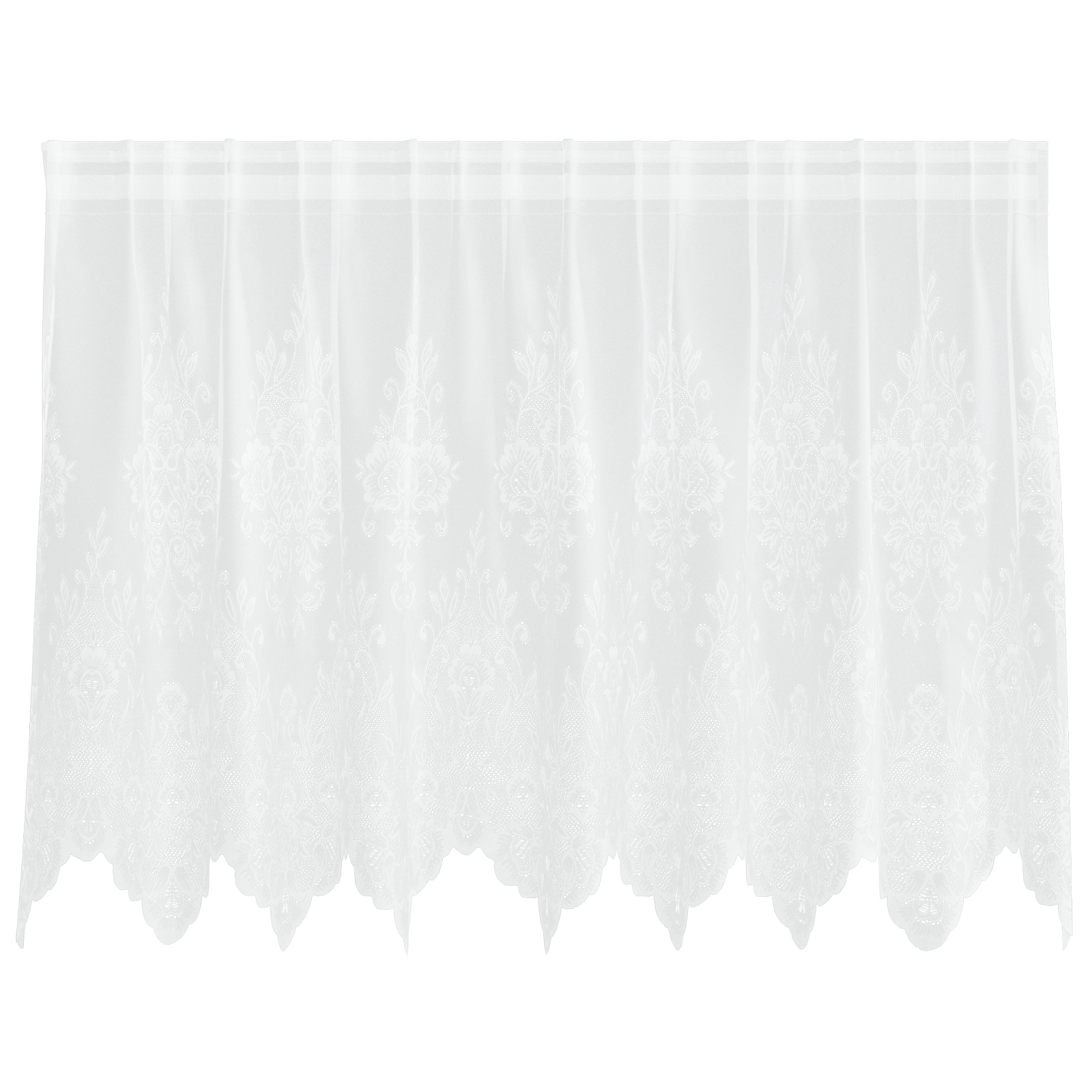 Kantgordijn met gordijnen Bloemen Wit 80 x 200 cm Polyester