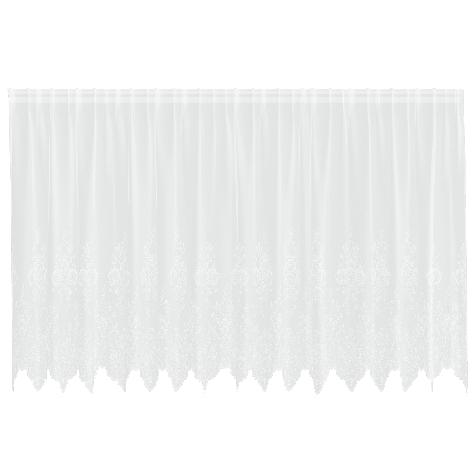 Kantgordijn met gordijnen Bloemen Wit 160 x 400 cm Polyester
