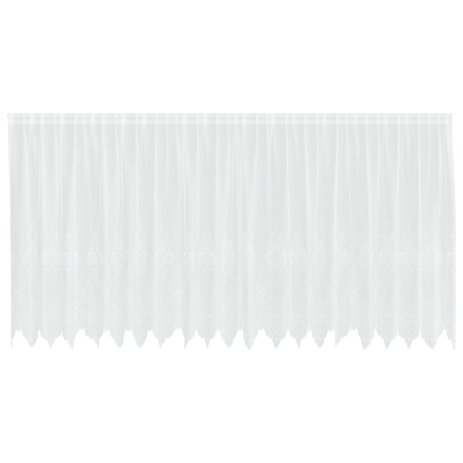 Kantgordijn met gordijnen Bloemen Wit 160 x 500 cm Polyester