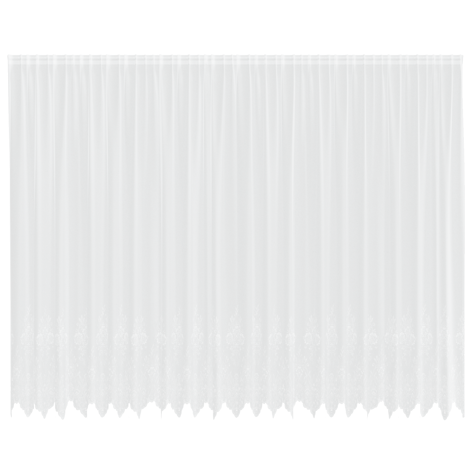 Kantgordijn met gordijnen Bloemen Wit 280 x 600 cm Polyester