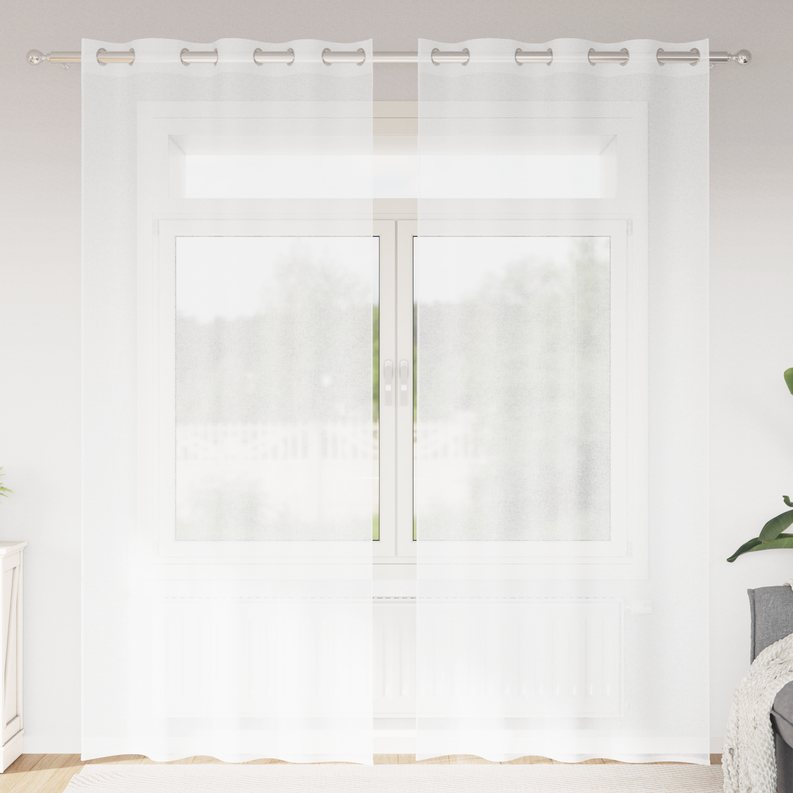 Gordijnen met gordijnen 2 pcs Wit 140 x 260 cm Polyester