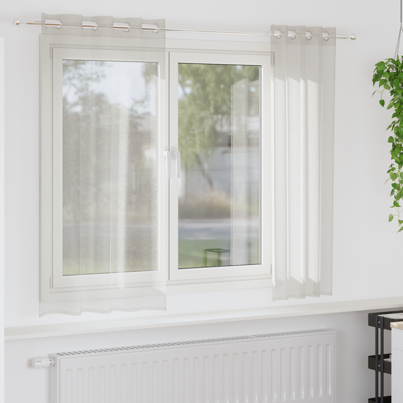 Gordijnen met gordijnen 2 pcs Crème 140 x 175 cm Polyester