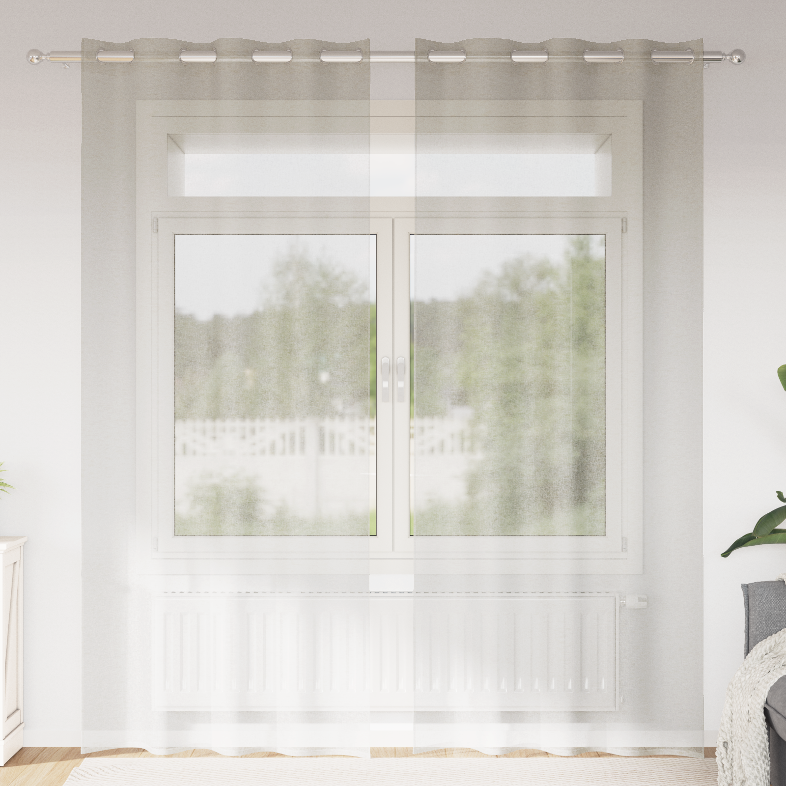 Gordijnen met gordijnen 2 pcs Crème 140 x 225 cm Polyester