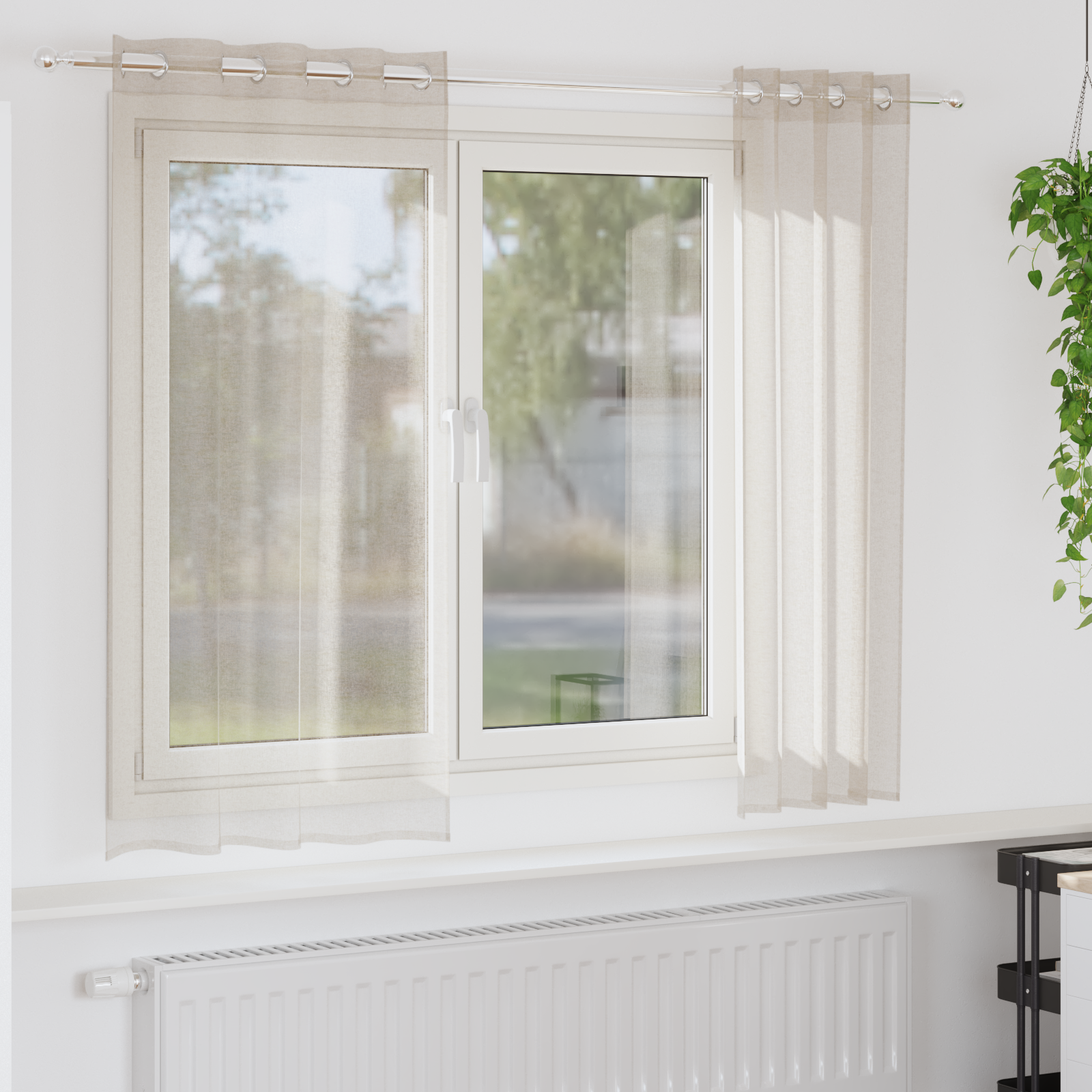 Gordijnen met gordijnen 2 pcs Zand 140 x 175 cm Polyester