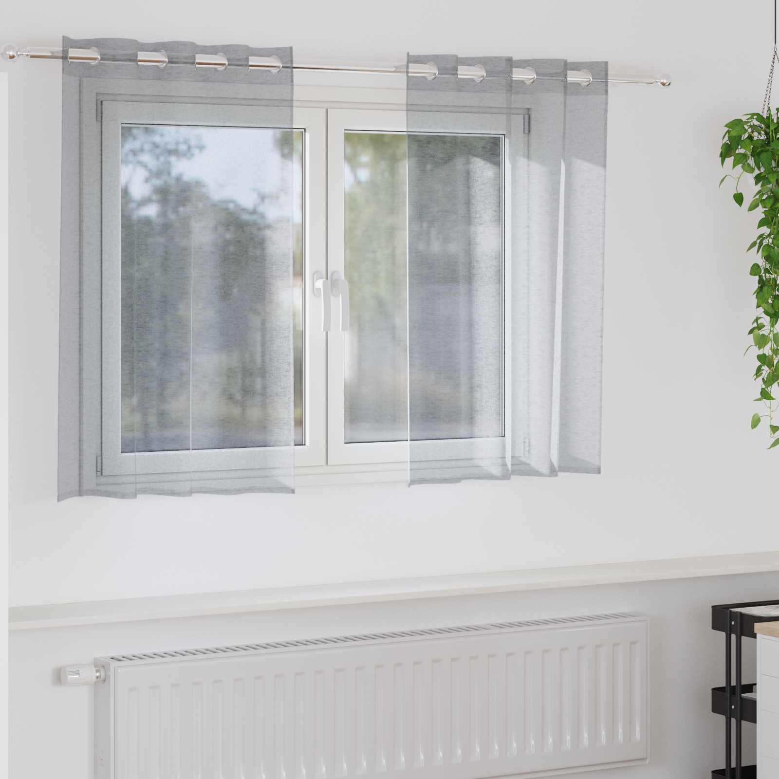 Gordijnen 2 pcs Donkergrijs 140 x 140 cm Polyester image 1