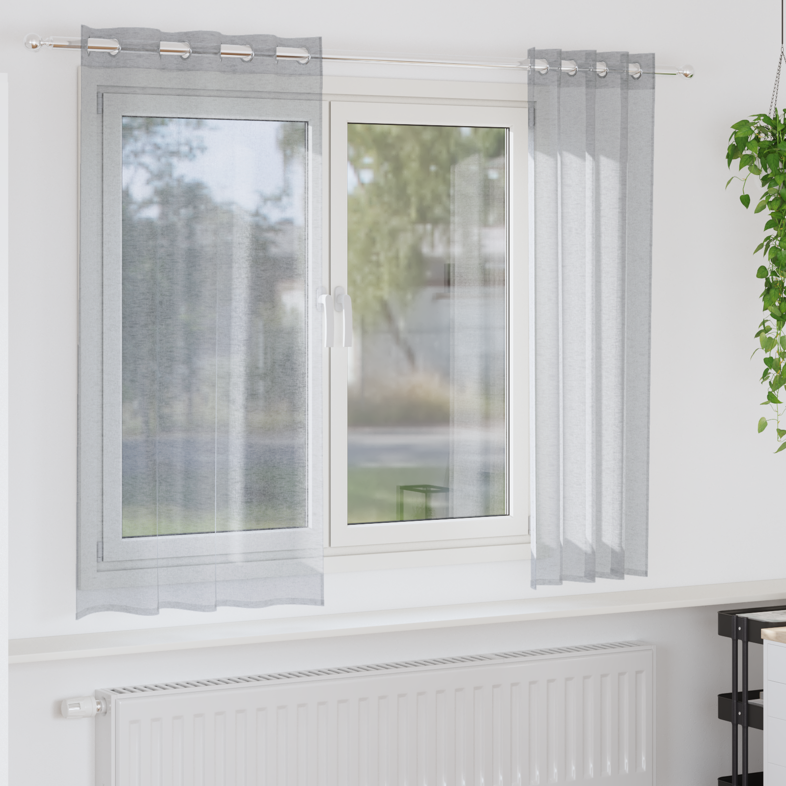 Gordijnen 2 pcs Donkergrijs 140 x 175 cm Polyester