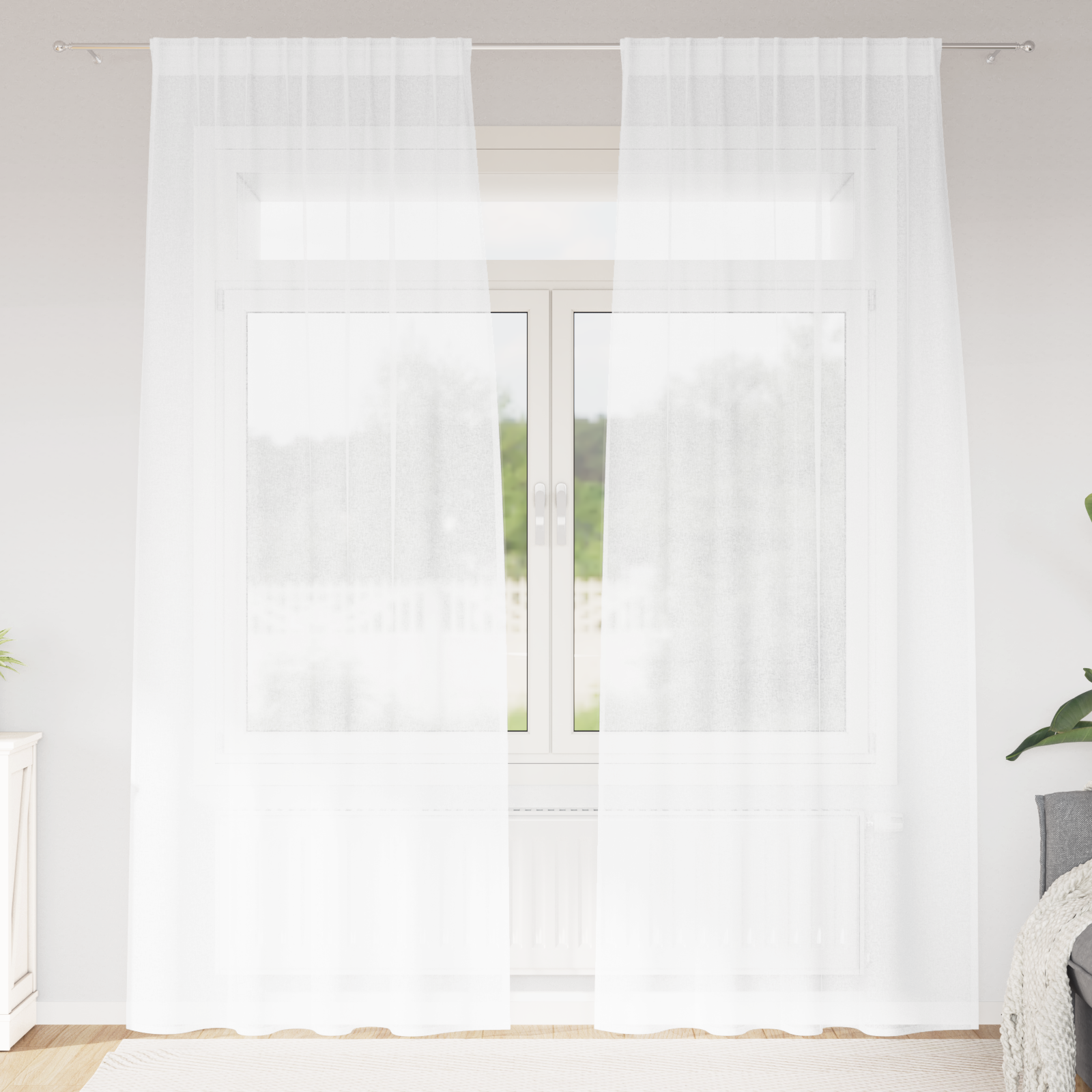 Gordijnen met gordijnen 2 pcs Wit 140 x 260 cm Polyester