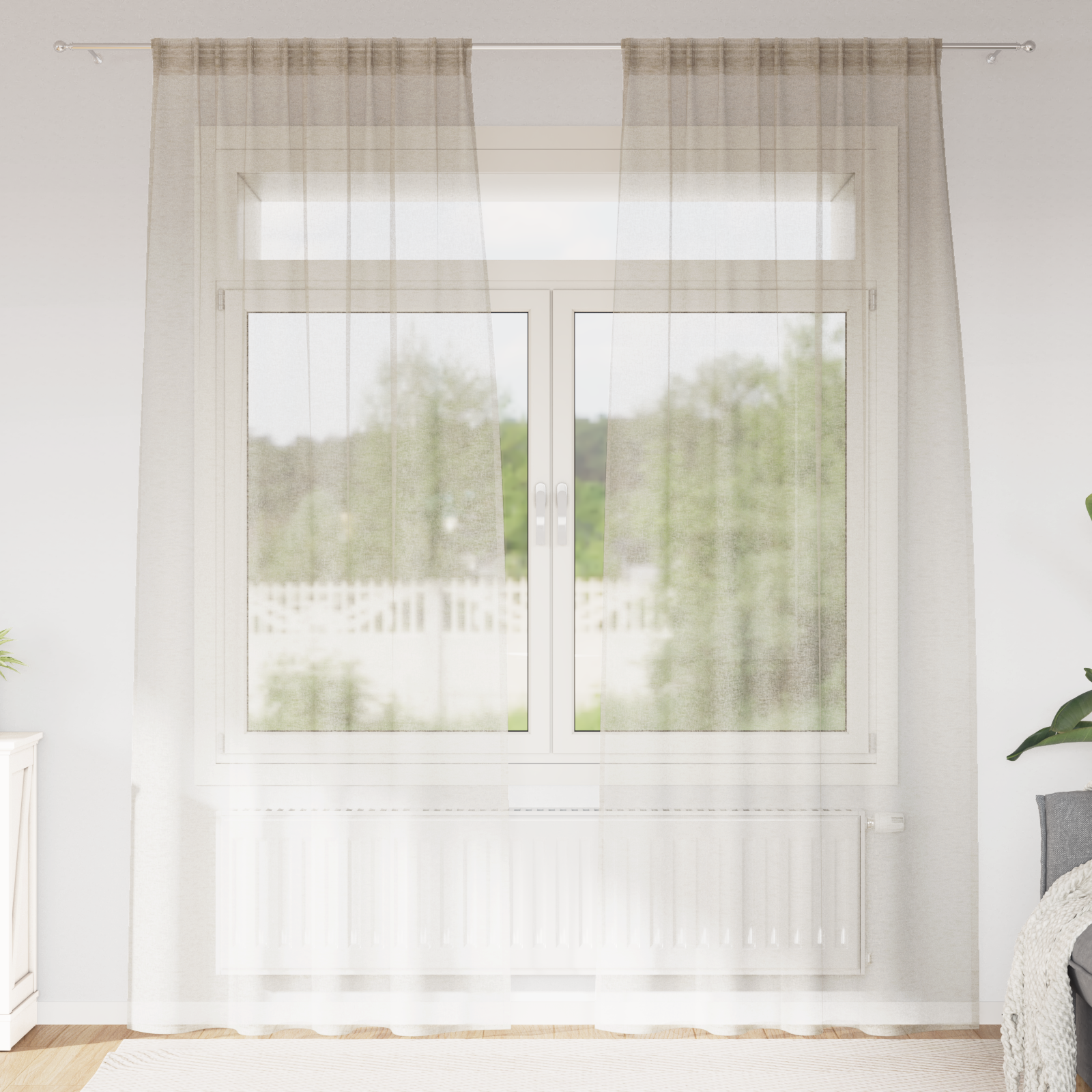 Gordijnen met gordijnen 2 pcs Zand 140 x 260 cm Polyester