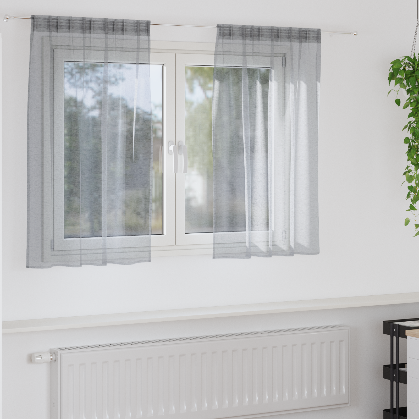 Gordijnen 2 pcs Donkergrijs 140 x 140 cm Polyester image 1