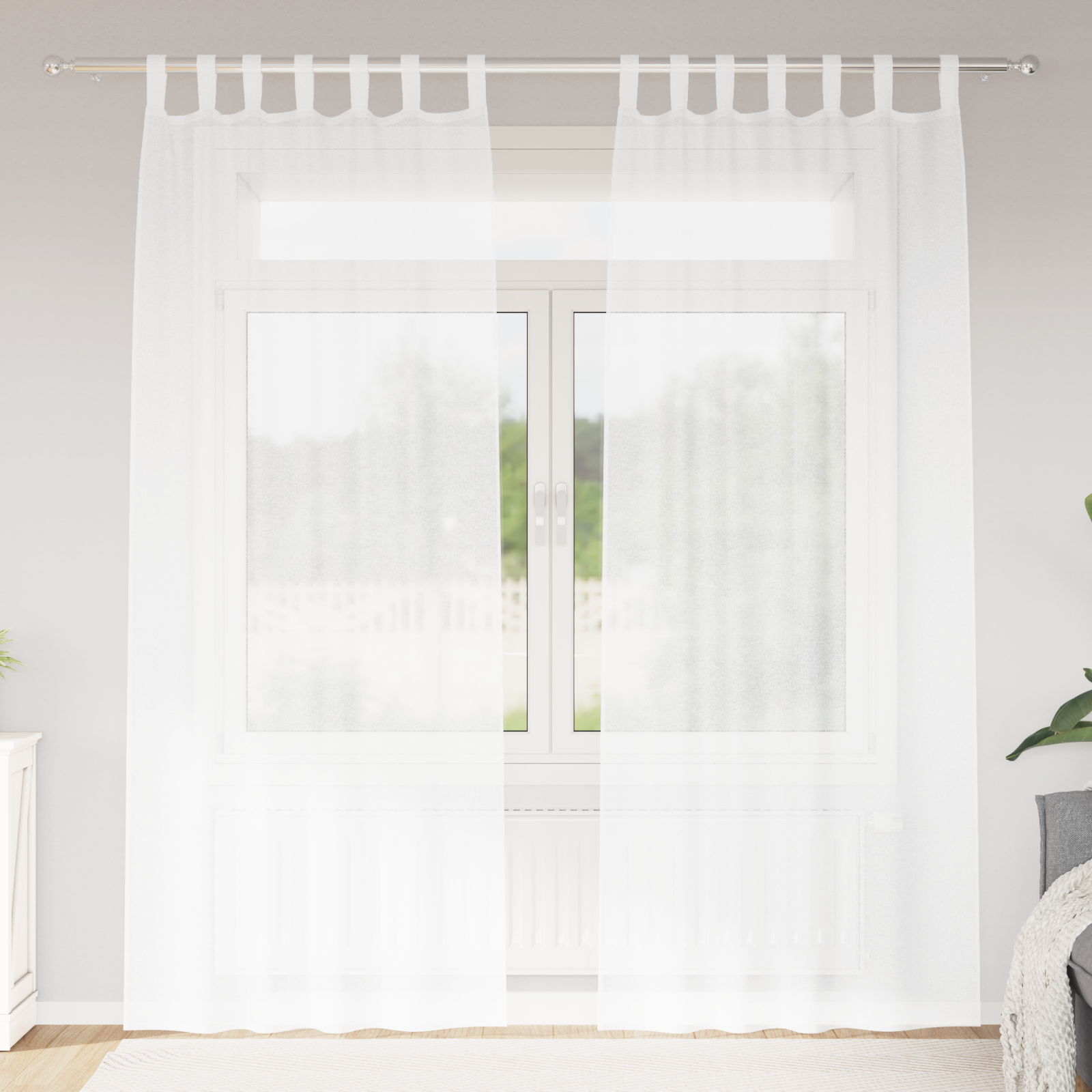 Gordijnen met gordijnen 2 pcs Wit 140 x 225 cm Polyester