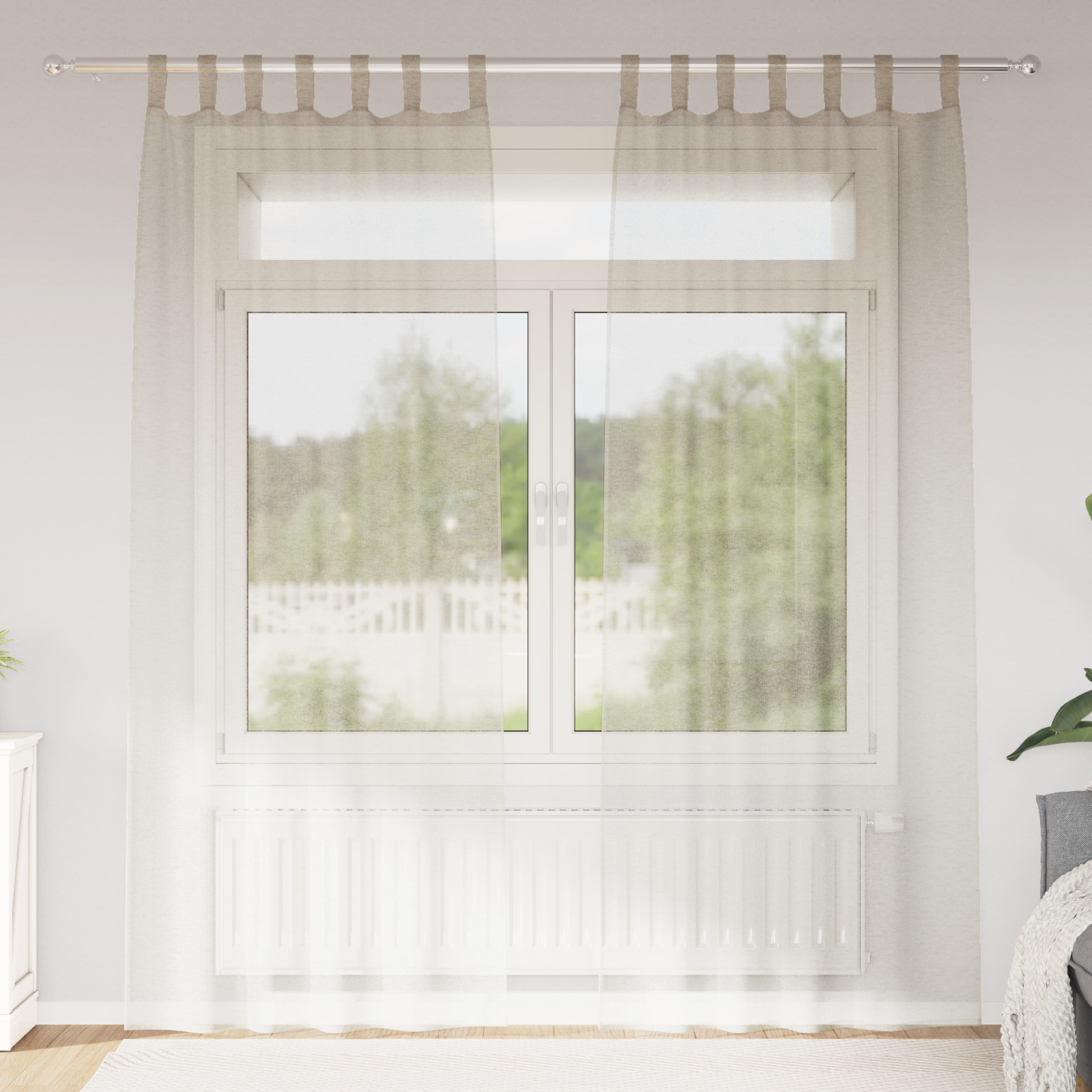 Gordijnen met gordijnen 2 pcs Zand 140 x 225 cm Polyester