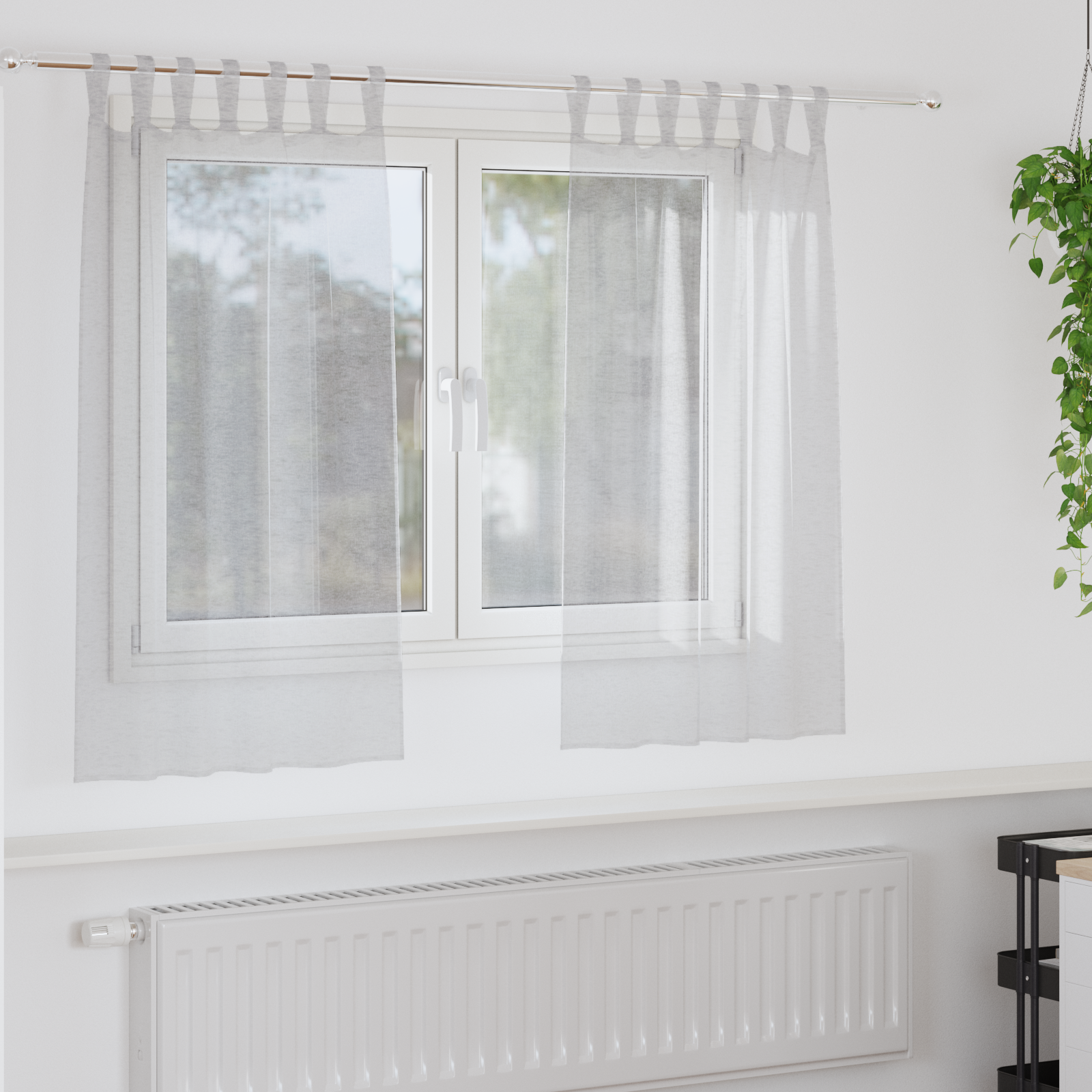 Voile Gordijn 2 pcs Lichtgrijs 140 x 140 cm Polyester image 1