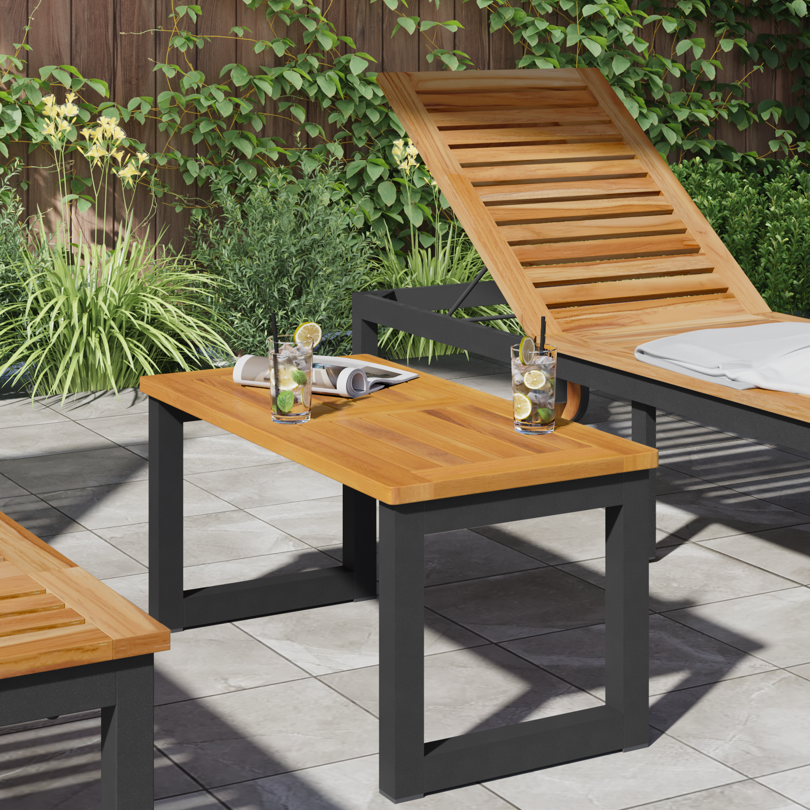 Table Top 80x40x2,2 cm Rectangular Solid Wood Acacia - Image 3