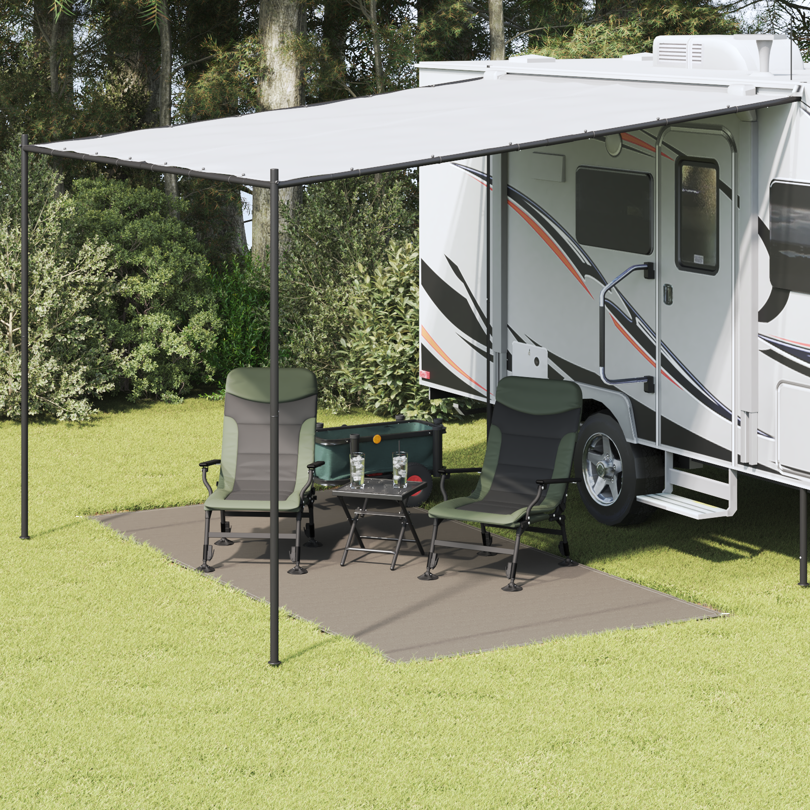 Tent Tarp Light grey Polyester 200 x 400 cm Lightweight