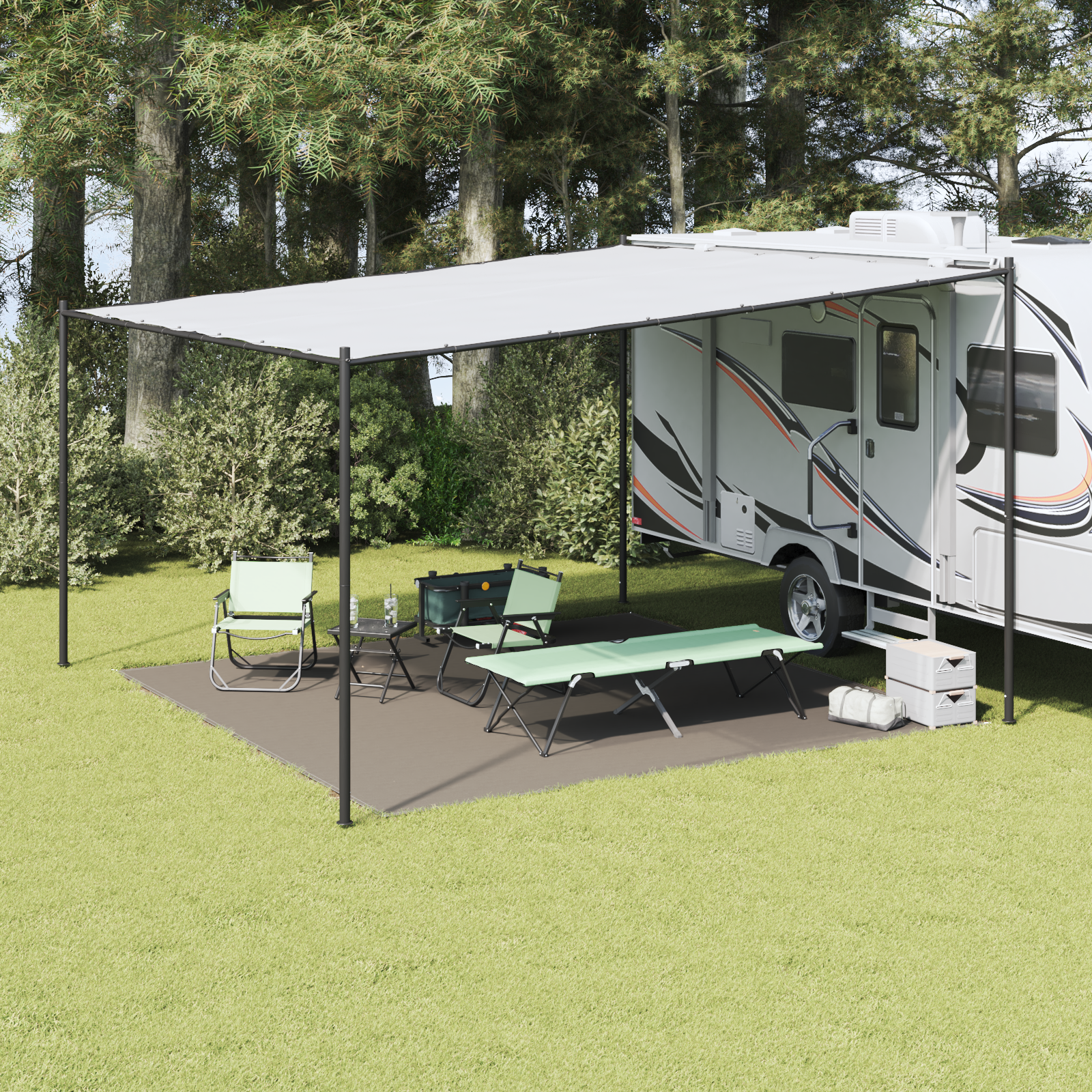 Tent Accessory Light Grey Polyester 400 x 400 cm Lightweight