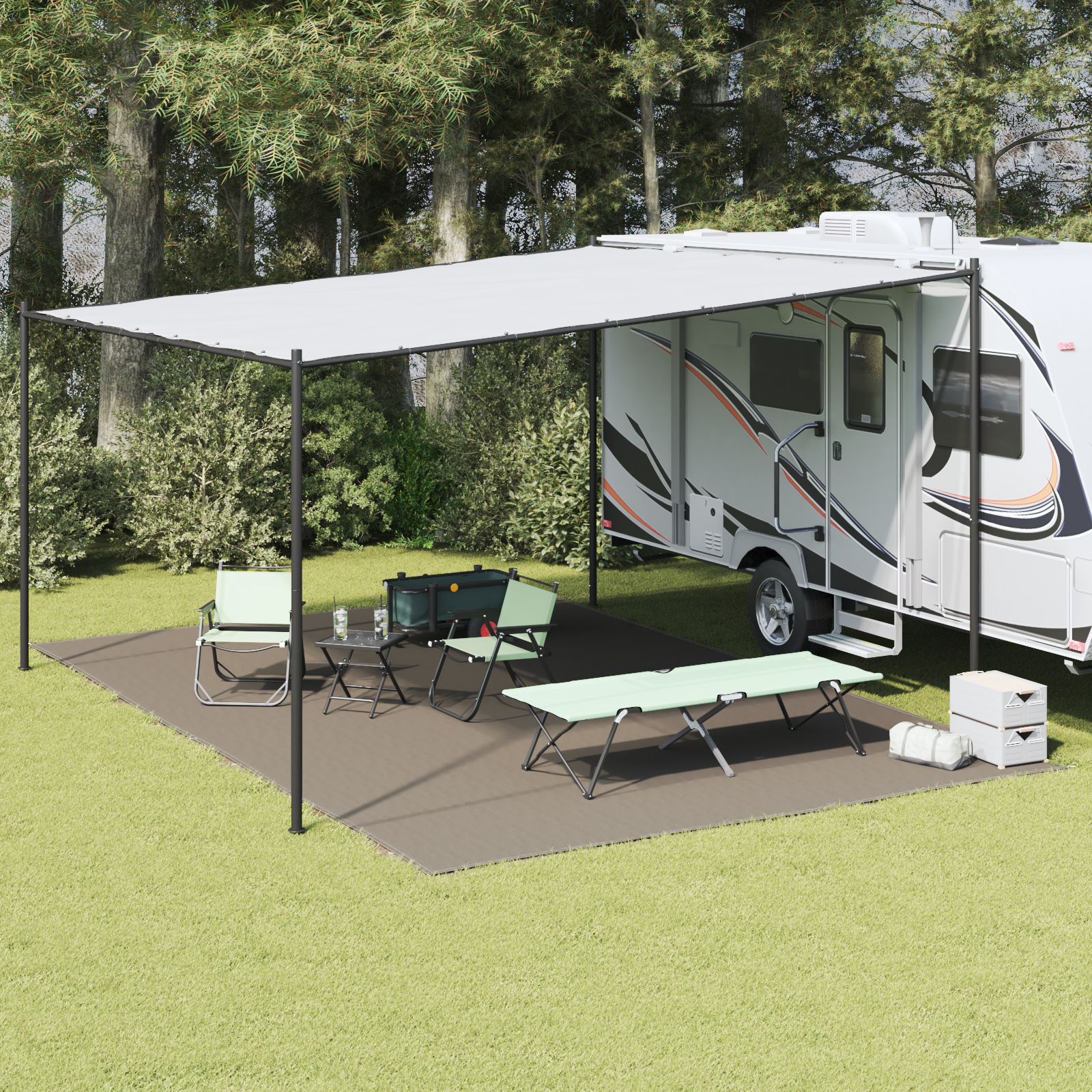 Tent Cover Sheet Light grey Polyester 400 x 600 cm Portable