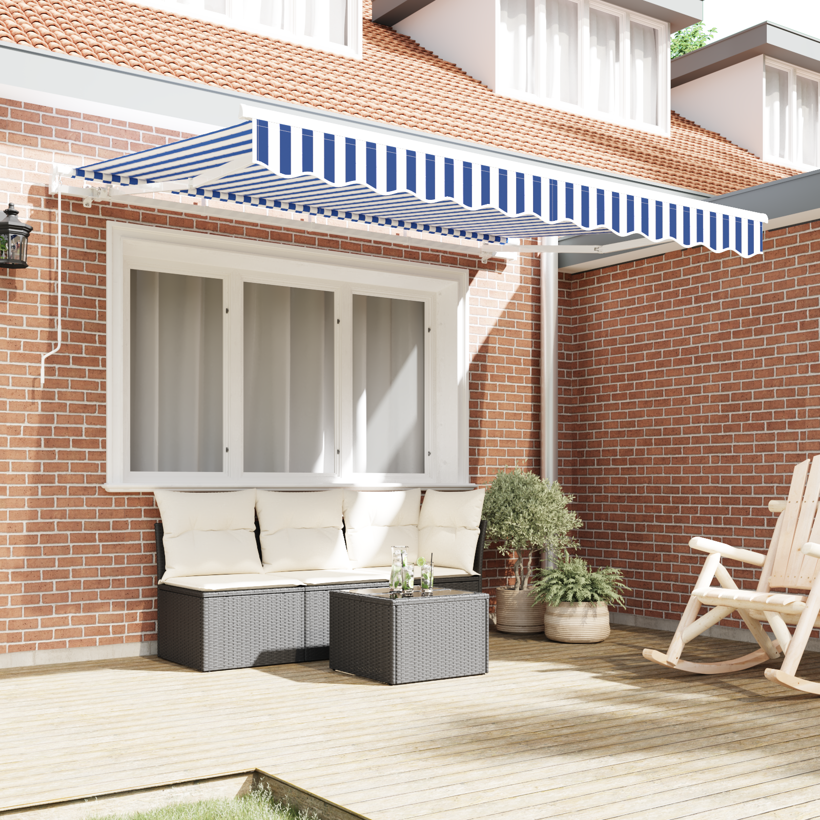 Awning Replacement Fabric for 2.5 x 2 m Frame - Blue and White - Image 3