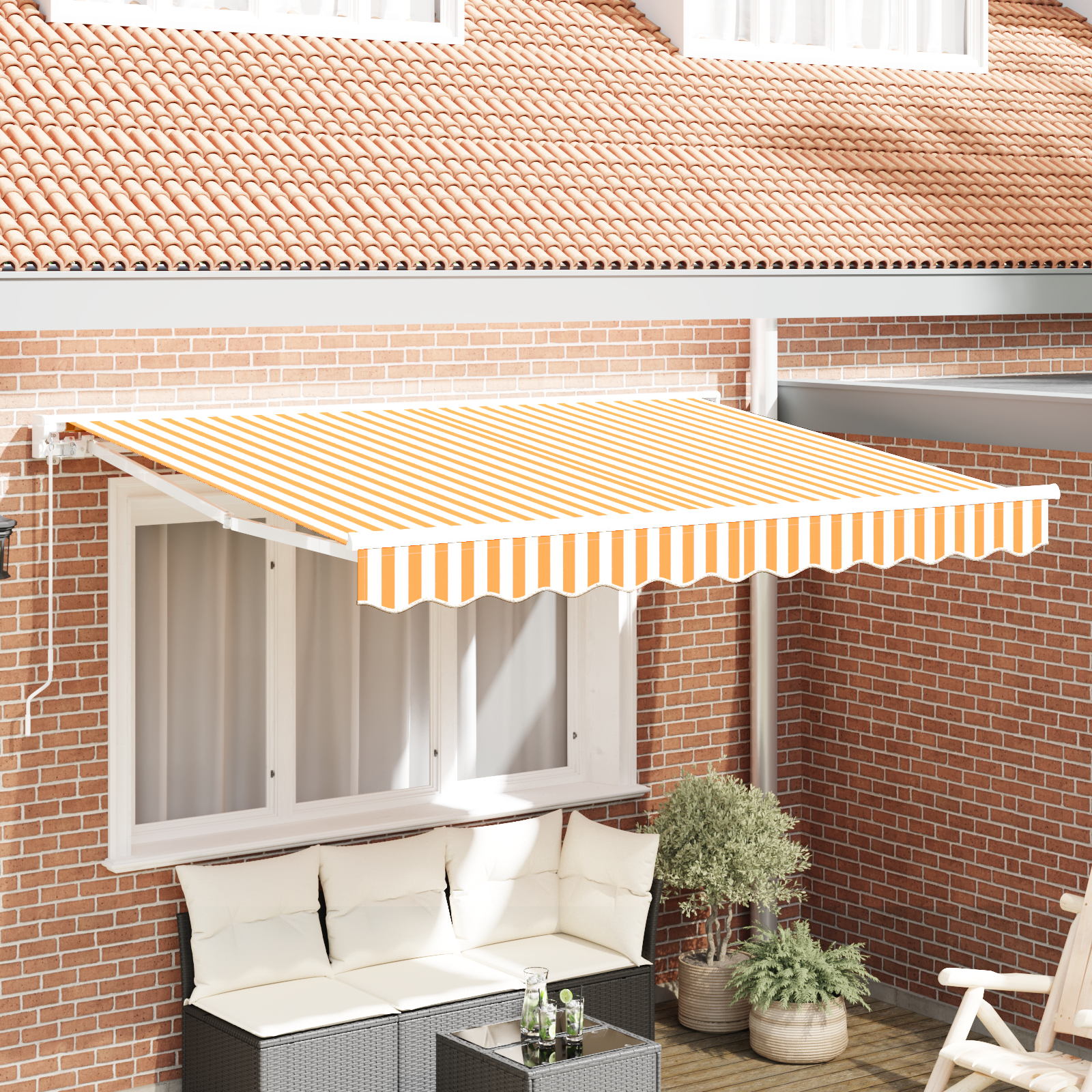 Luifel vervangende stof voor 3×2 m frame in geel en wit