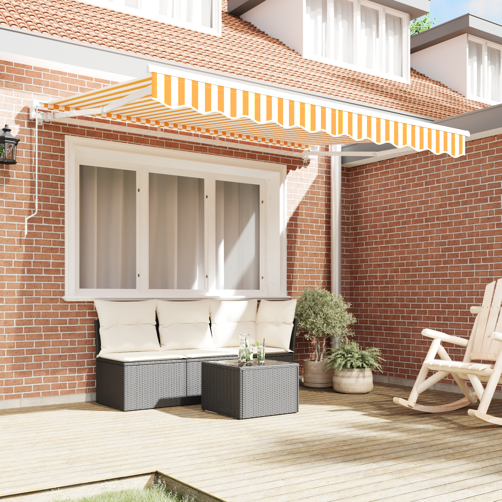 markizės keitimo audinys 3.5x2 m rėmui geltona ir balta - Image 3