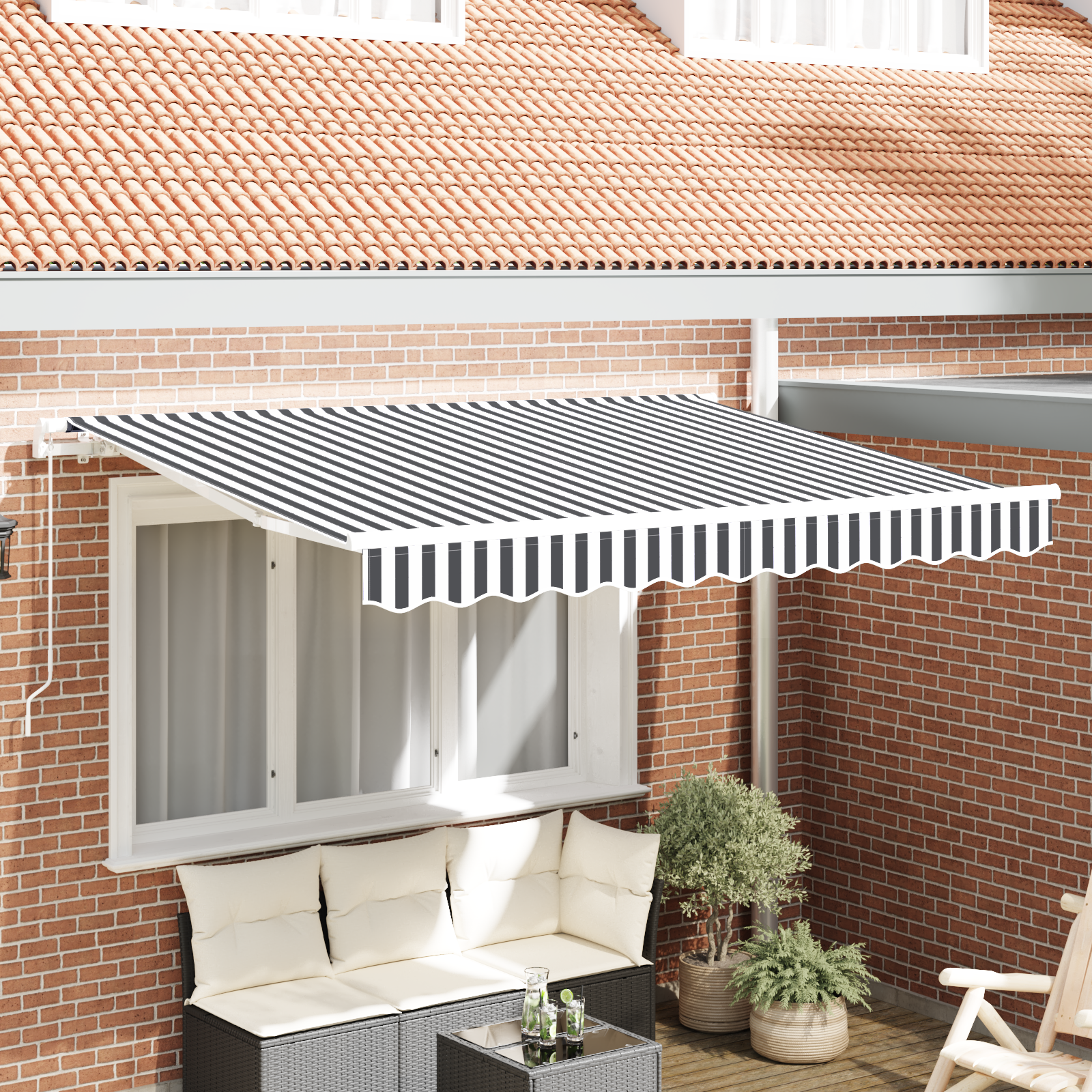Luifel Vervangstof voor 250×200 cm Frame in Anthraciet en Wit