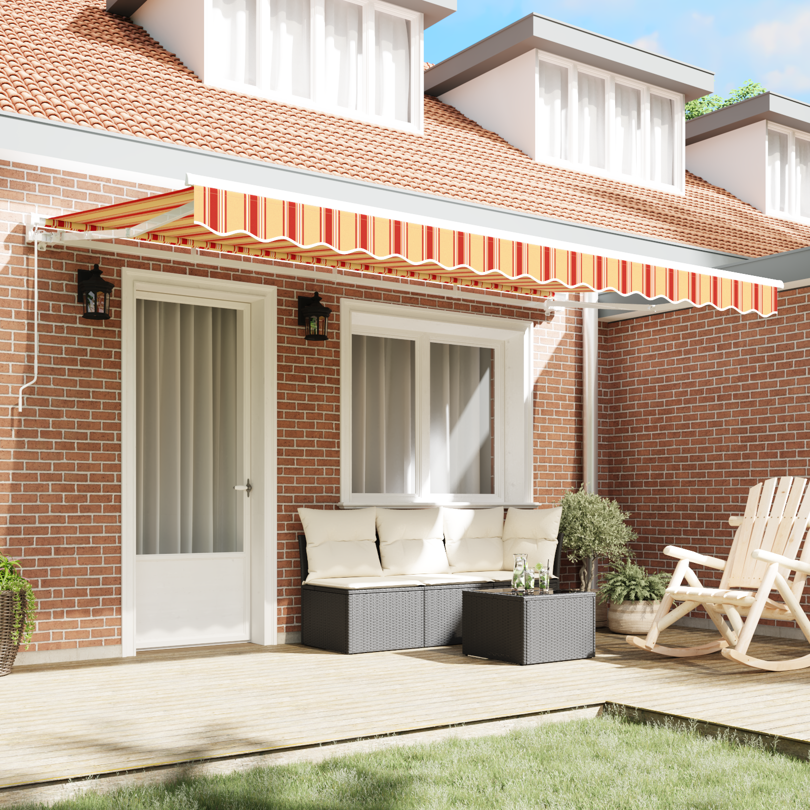 Awning Replacement Fabric for 4x2 m Frame Multicolour Stripe - Image 3