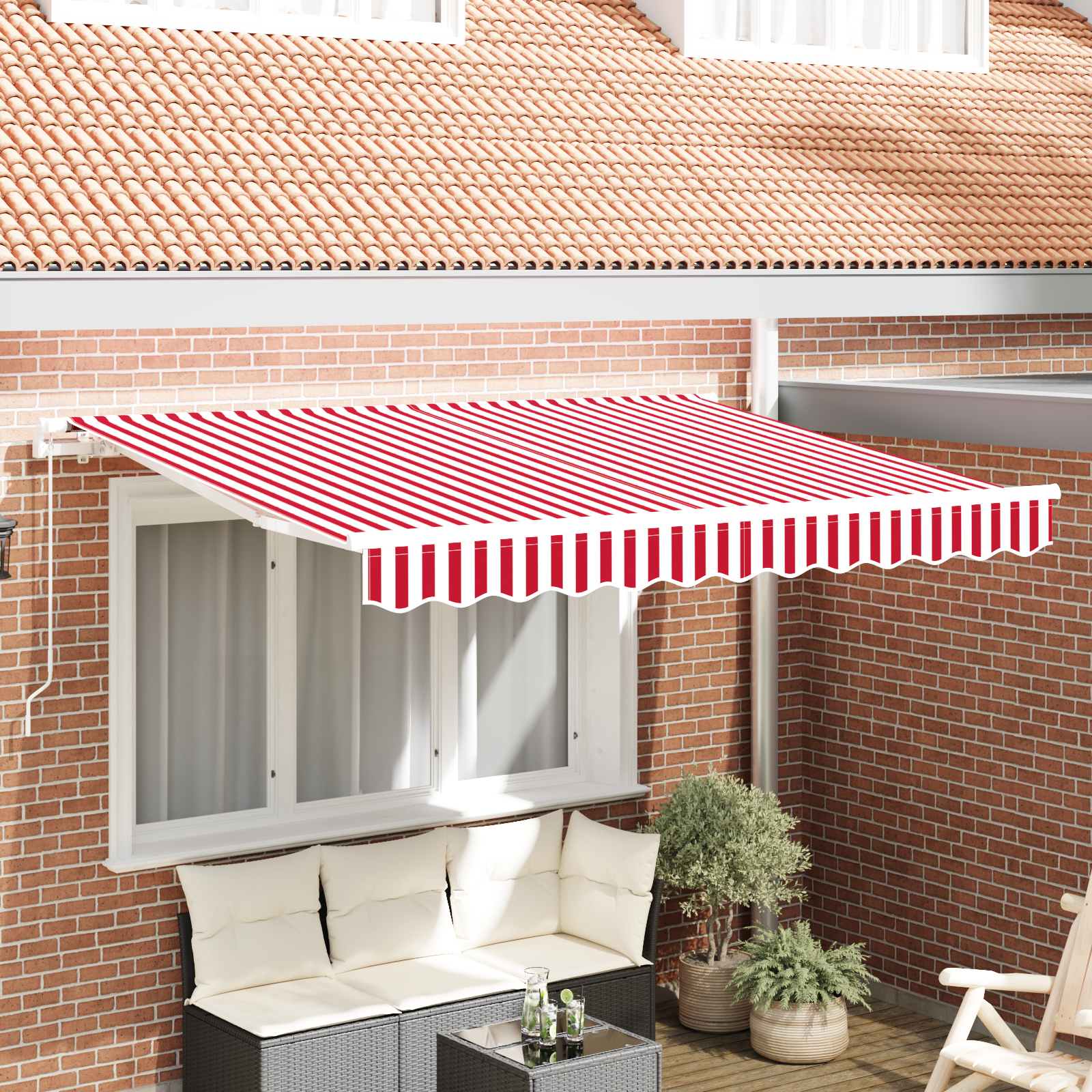 Awning Replacement Fabric for 3x2 m Frame Red and White