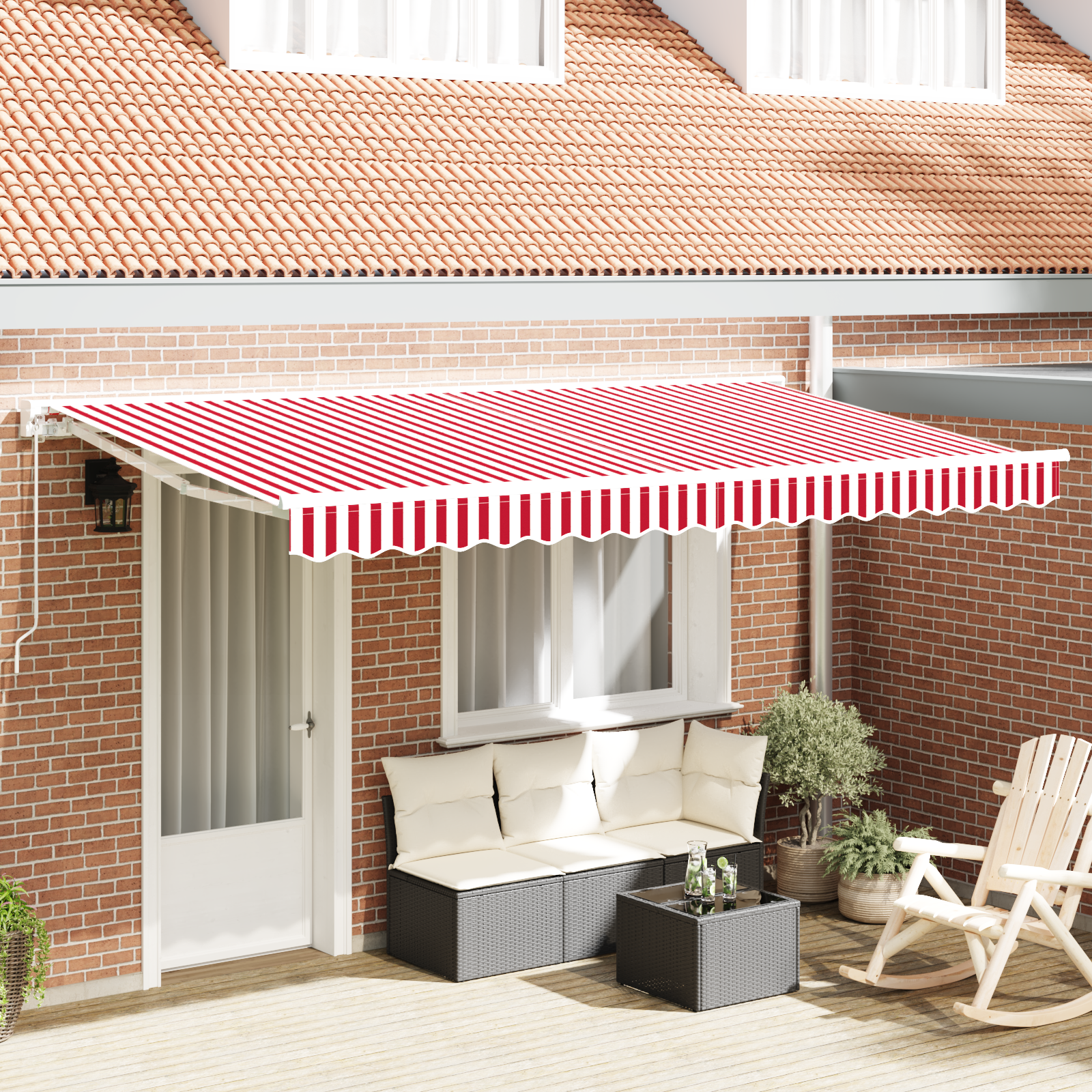 Luifel Vervangende Stof voor 4×2 m Frame Rood en Wit