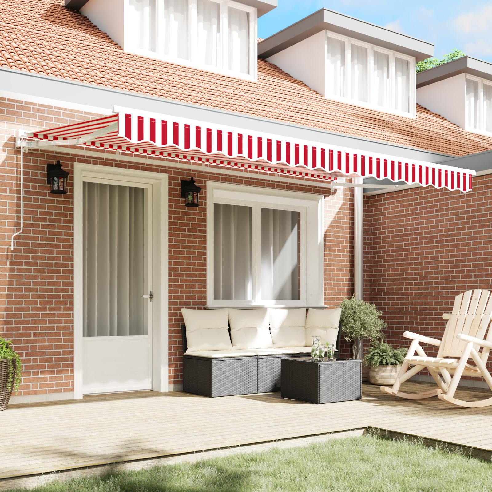 Awning Replacement Fabric for 4x2 m Frame Red and White - Image 3
