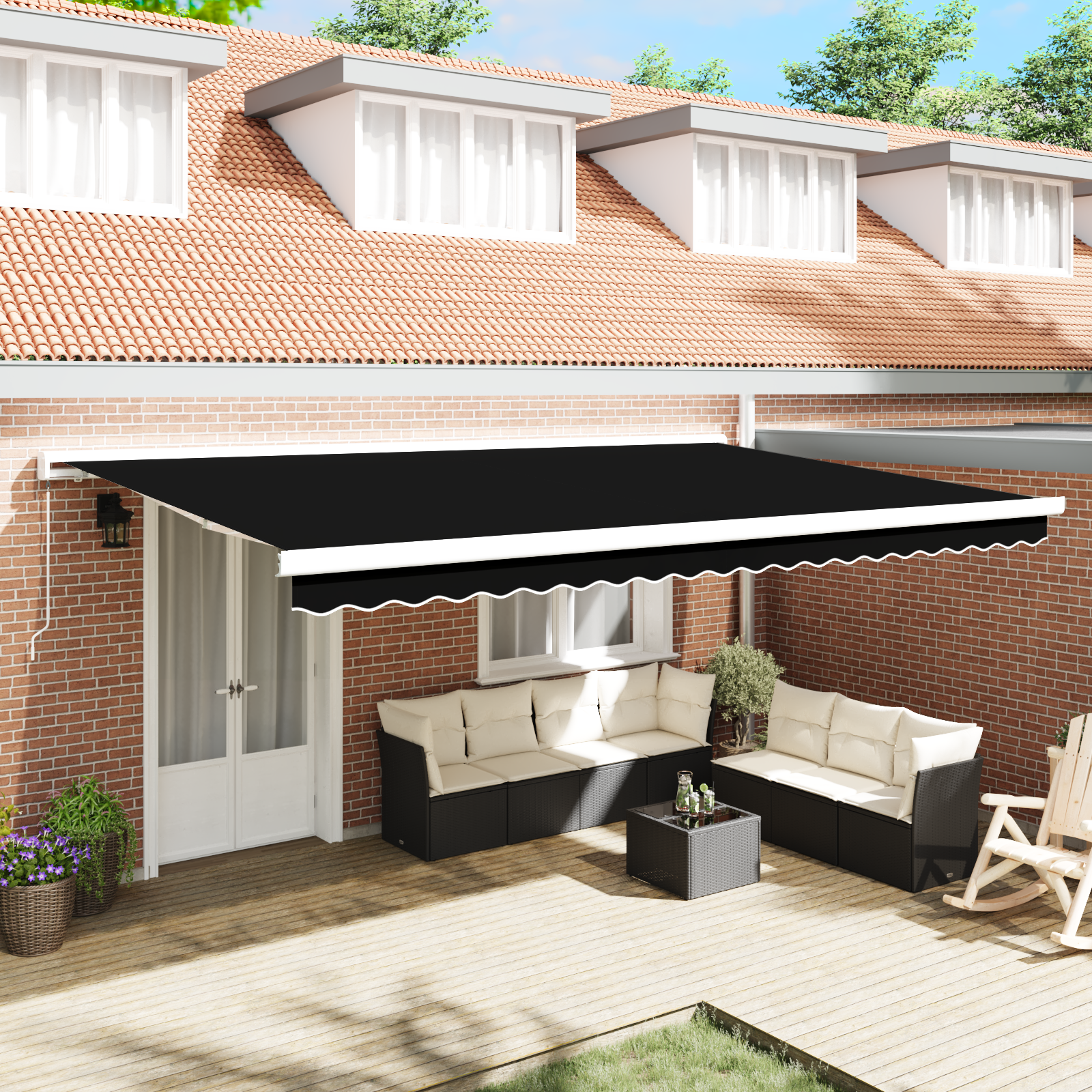 Luifelvervangende Stof voor 5×3 m Frame Zwart