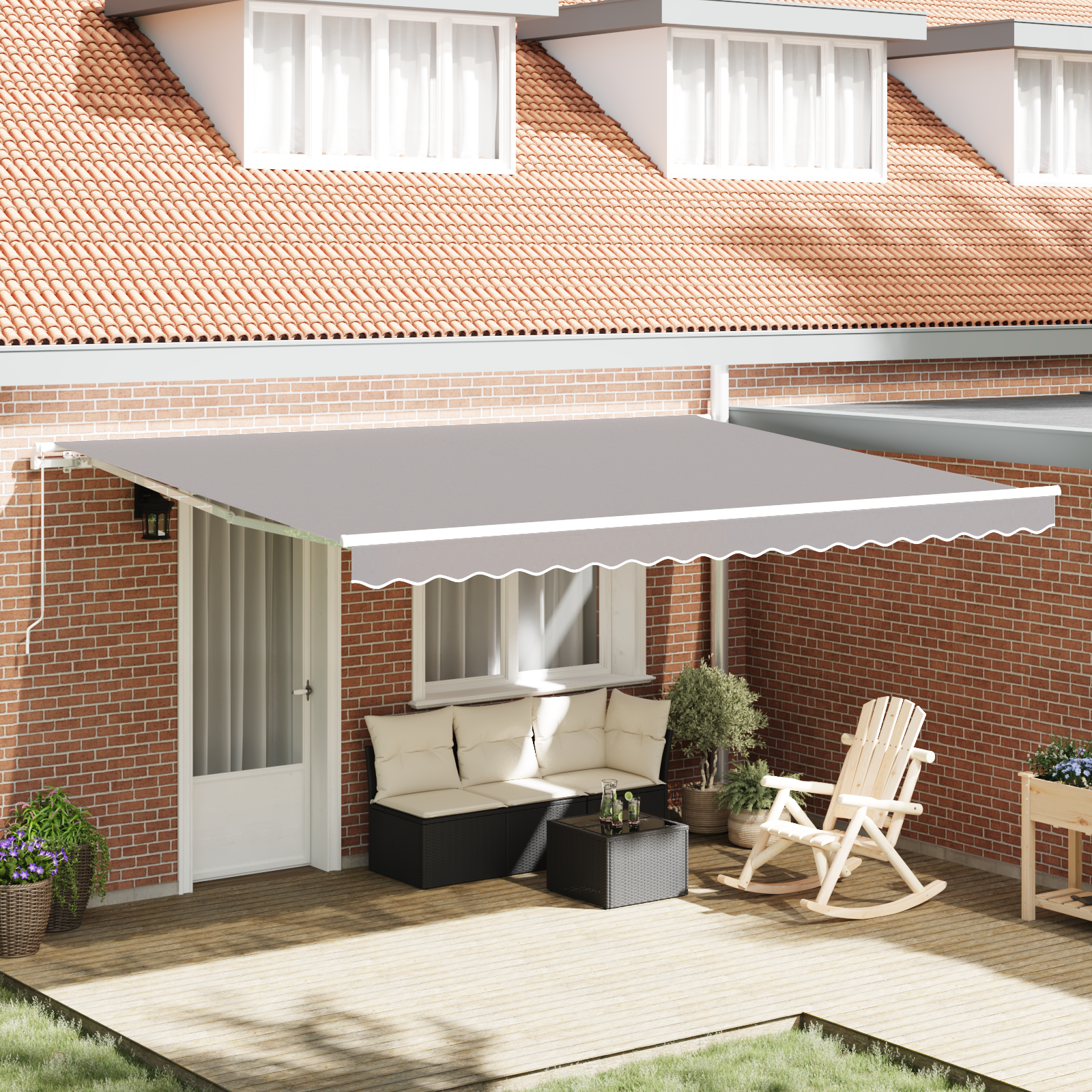 Luifel Vervangingsstof voor 4.5×3.5 m Frame Lichtgrijs