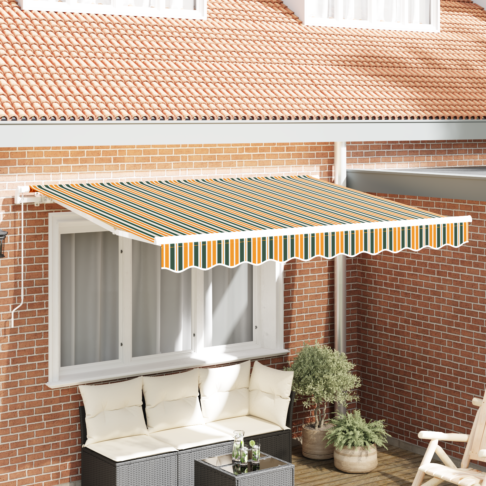 Luifel Vervangende Stof voor 2.5×2 m Frame in Groen en Geel