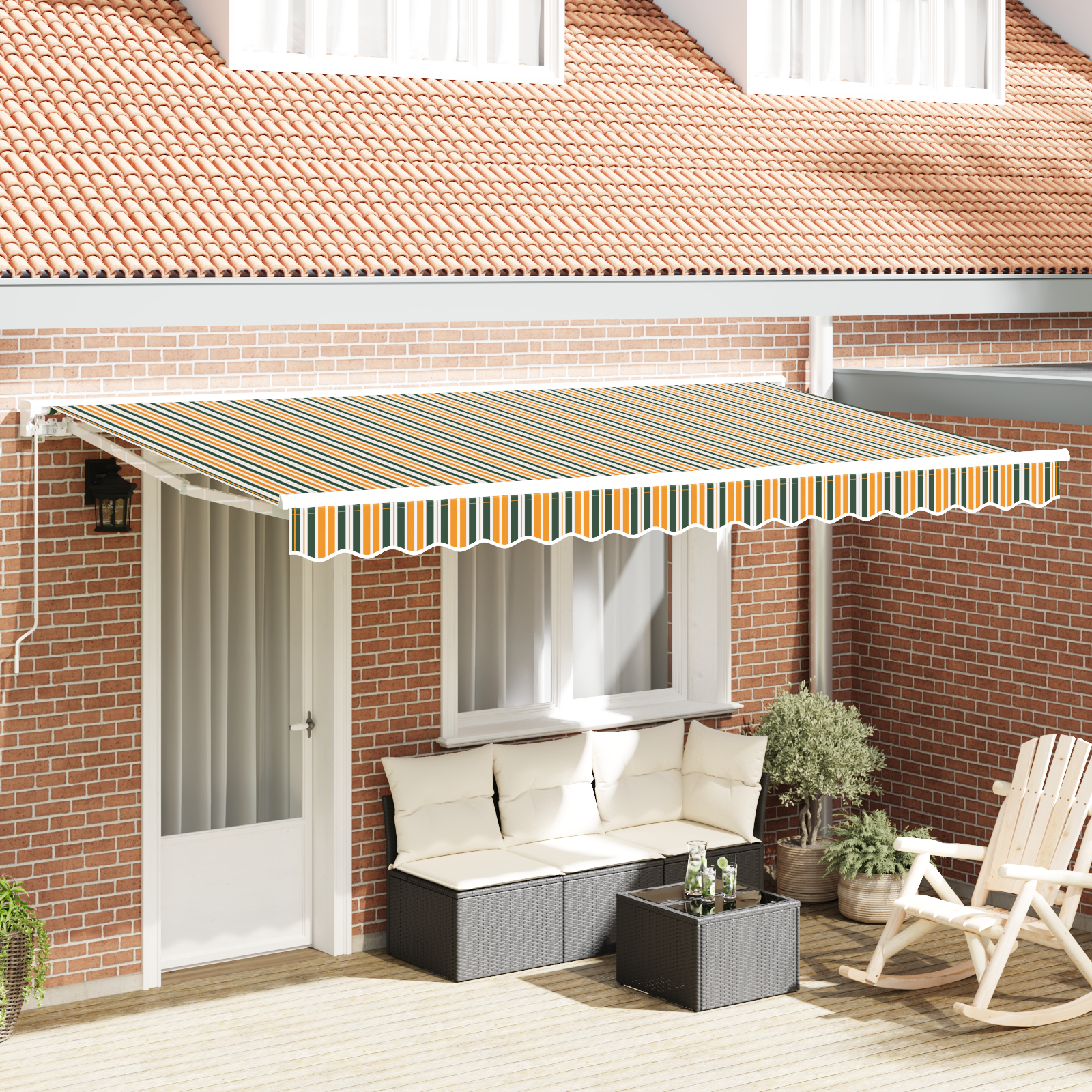 Vervangingsstof voor Luifel voor 4×2 m Frame Groen en Geel