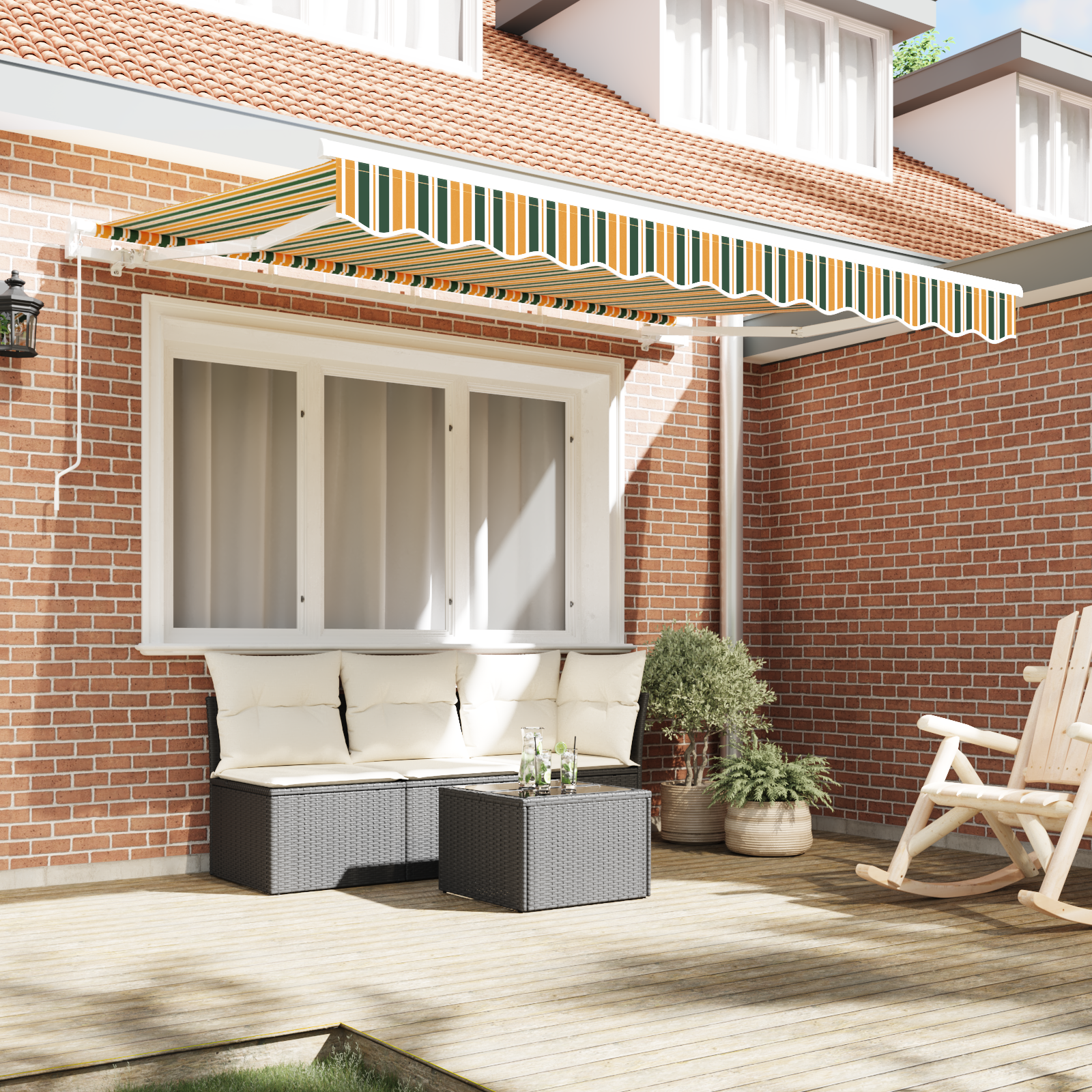 Awning Replacement Fabric for 3.5x2.5 m Frame Green and Yellow - Image 3