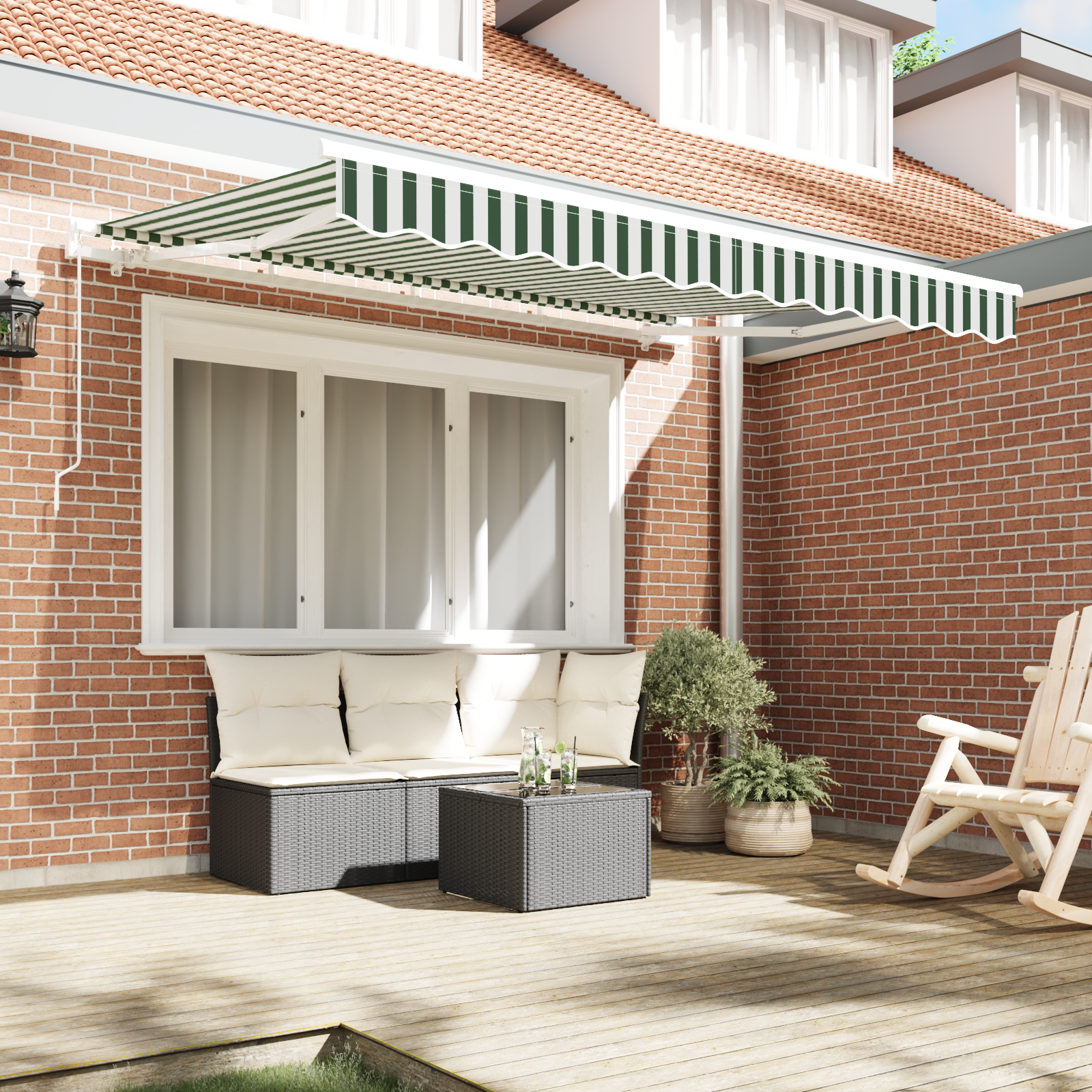 Awning Replacement Fabric for 3x2.5 m Frame Green and White - Image 3