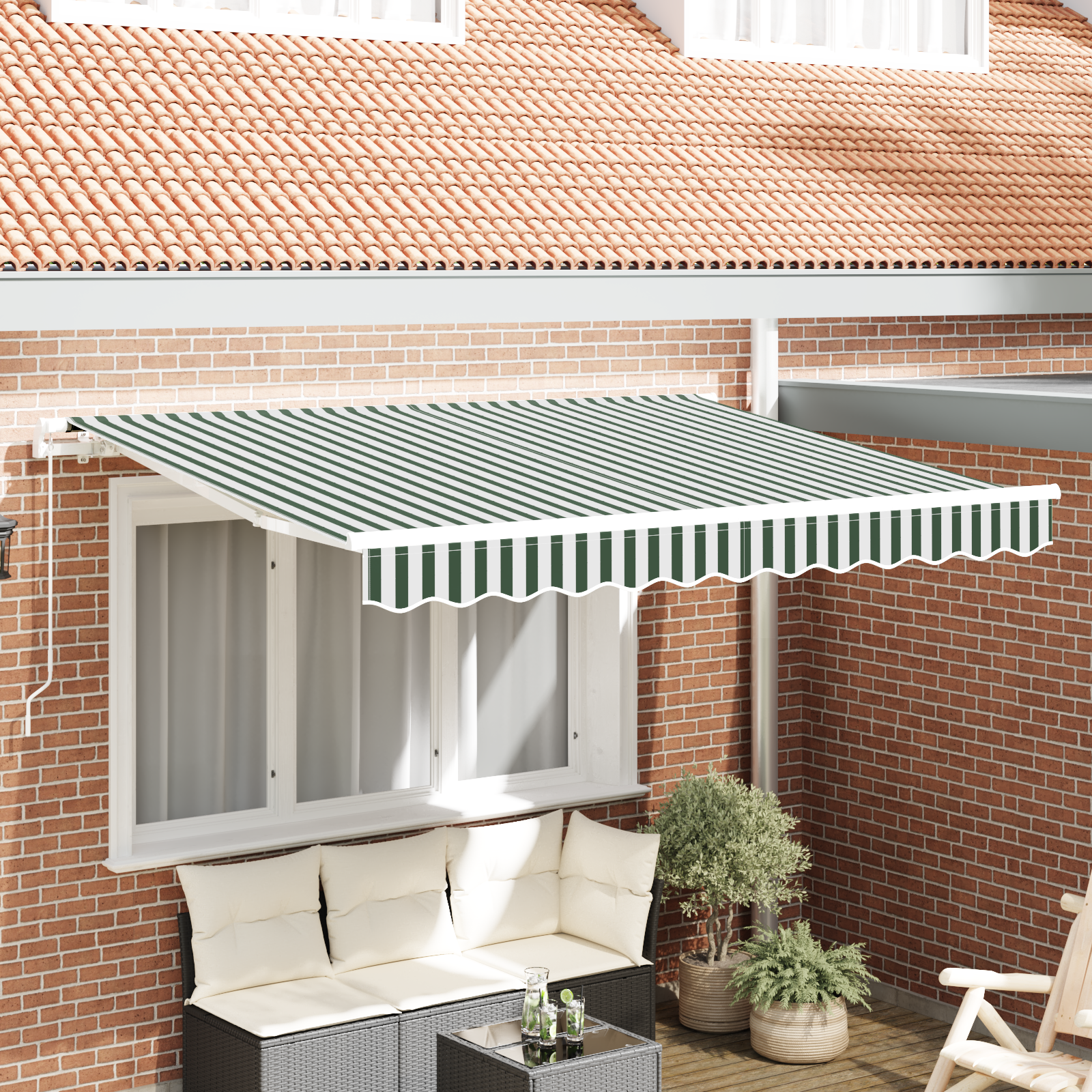 Luifel Vervangstof voor 3.5 x 2.5 m Frame Groene en Witte