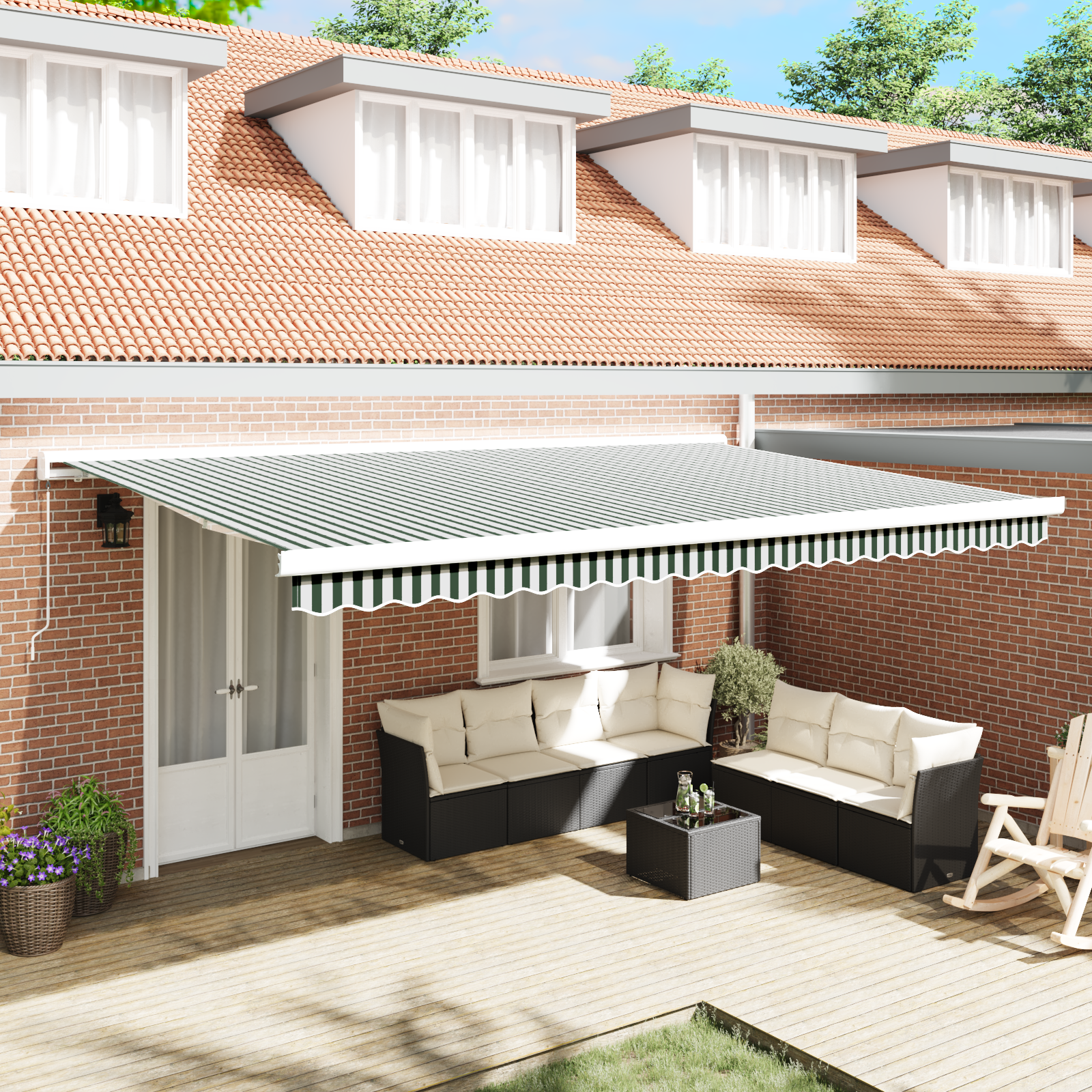 Luifel Vervangstof voor 5×3.5 m Frame Groen en Wit