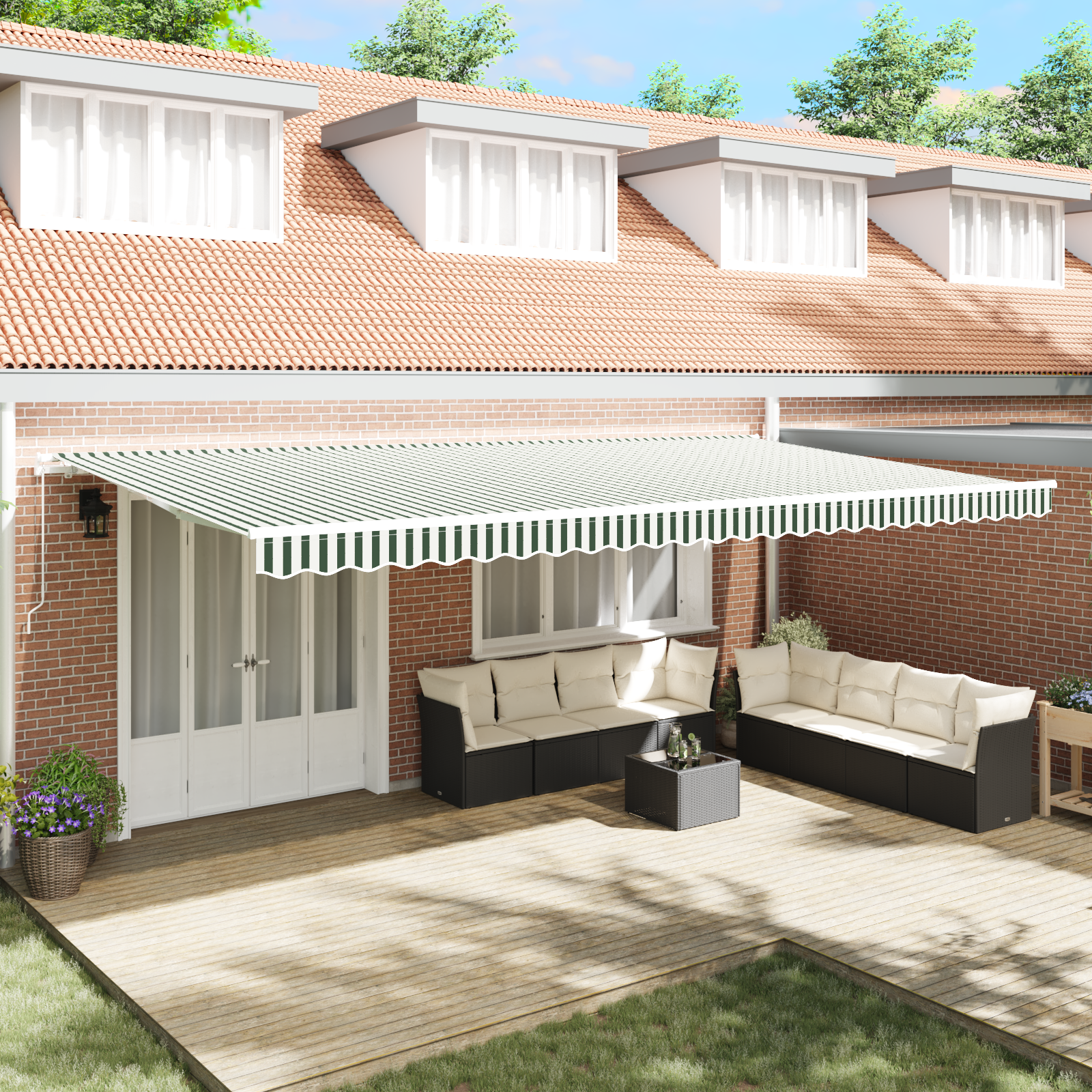 Luifel Vervangingsdoek voor 6×3 m Frame Groen en Wit