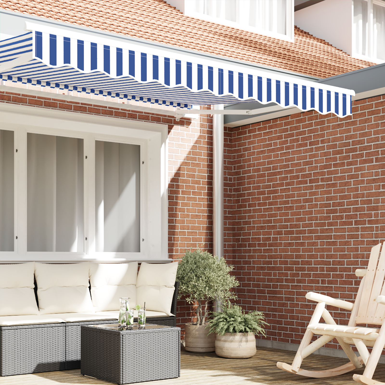 Awning Valance for 2.5 m Frame Blue and White 2.3x0.2 m - Image 3